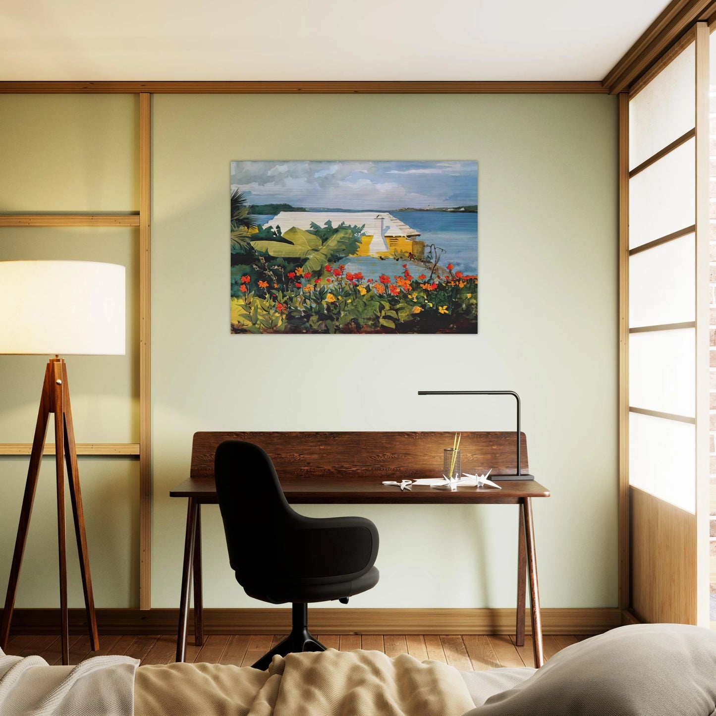 FLOWER GARDEN AND BUNGALOW BERMUDA - Winslow Homer Brushed Aluminum Print - 70x100 cm / 28x40 inches | Winslow Homer Aluminum Print | Winslow Homer Prints