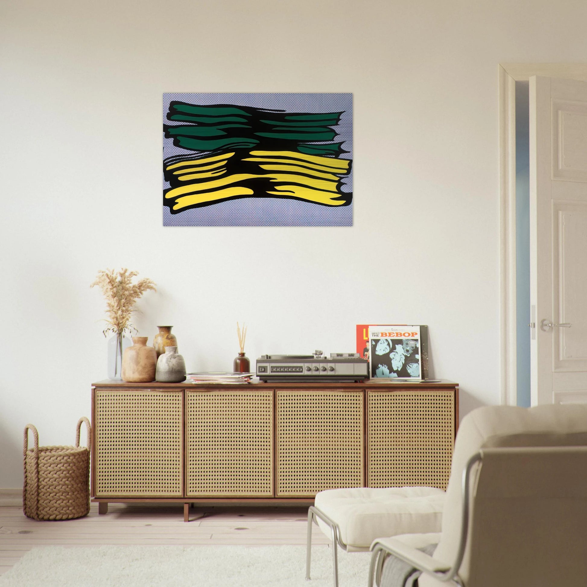 YELLOW AND GREEN BRUSHSTROKES 1966 0 - Roy Lichtenstein Brushed Aluminum Print - 70x100 cm / 28x40 inches | Roy Lichtenstein Aluminum Print | Roy Lichtenstein Prints