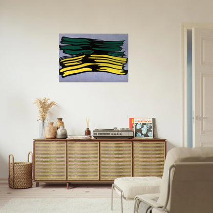 YELLOW AND GREEN BRUSHSTROKES 1966 0 - Roy Lichtenstein Brushed Aluminum Print - 70x100 cm / 28x40 inches | Roy Lichtenstein Aluminum Print | Roy Lichtenstein Prints
