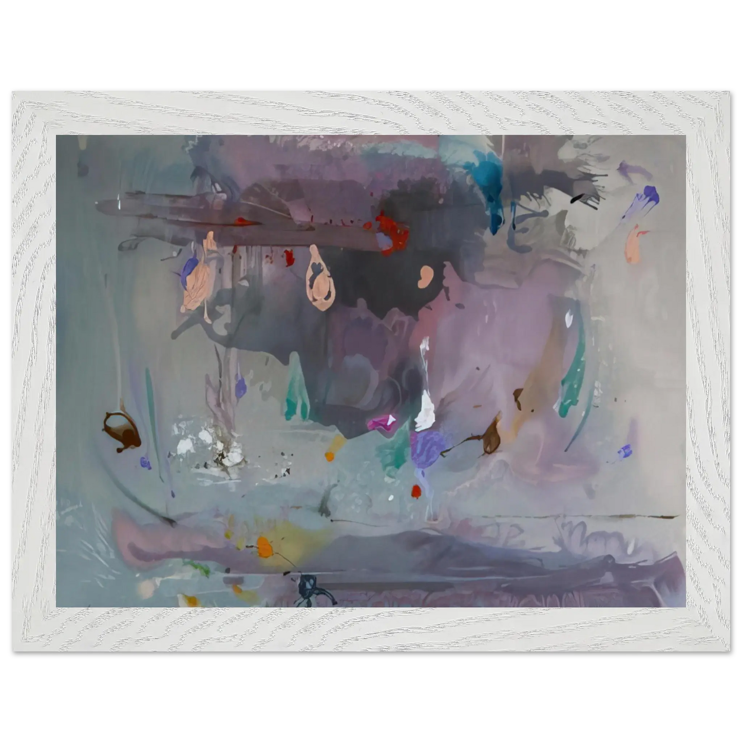 Helen Frankenthaler - Grey Fireworks - 2000 Wall art - A2 (42 x 59.4  cm) - Premium Wooden Framed Poster With Fine Art Paper - White frame