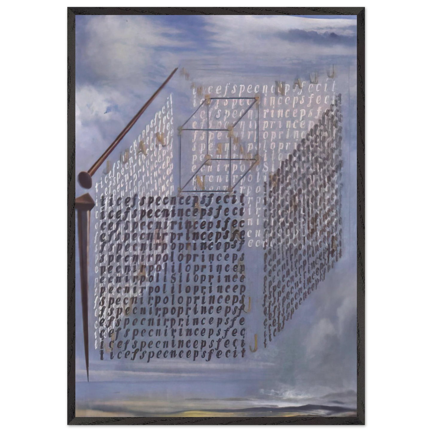 A PROPOS OF THE TREATISE ON CUBIC FORM BY JUAN DE HERRERA - Salvador Dali 70x100 cm / 28x40 inches Framed Art Print – Black Wooden Frame