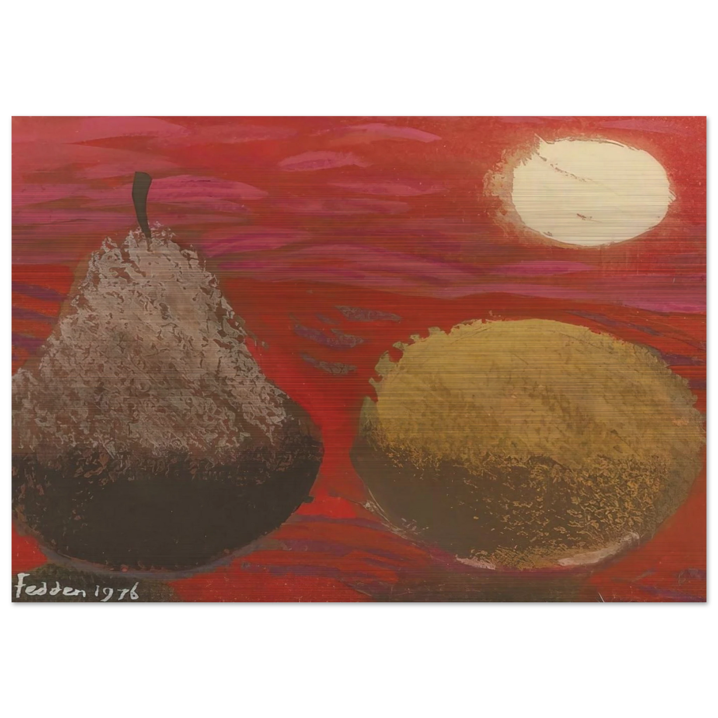 Still Life on Red - 1976 - Mary Fedden Brushed Aluminum Print - 70x100 cm / 28x40 inches | Mary Fedden Aluminum Print | Mary Fedden Prints