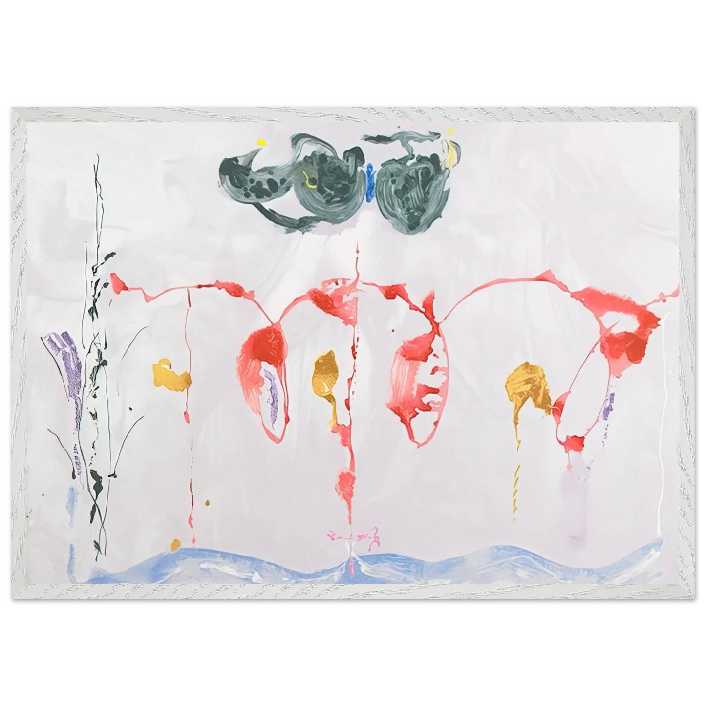 Helen Frankenthaler - Aerie - 2009 Wall art - 13x18 cm / 5x7 inches - Premium Wooden Framed Poster With Fine Art Paper-canvas - White frame