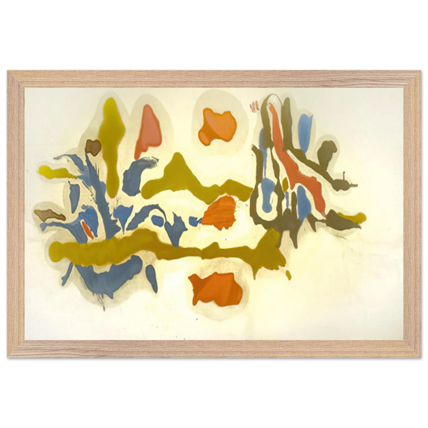 Helen Frankenthaler - Seascape with Dunes - 1962 Wall art - 70x100 cm / 28x40 inches - Premium Wooden Framed Poster With Fine Art Paper-canvas - Black frame