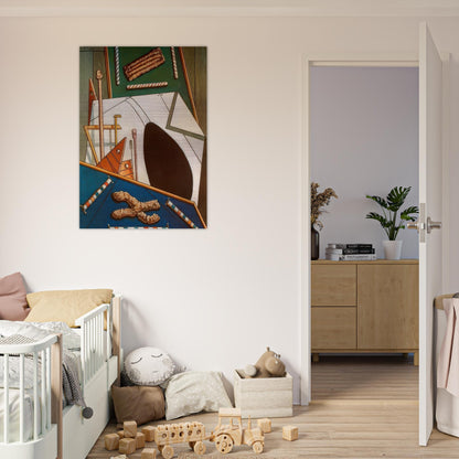 METAPHYSICAL INTERIOR WITH BISCUITS - Giorgio de Chirico Brushed Aluminum Print - 70x100 cm / 28x40 inches | Giorgio de Chirico Aluminum Print | Giorgio de Chirico Prints