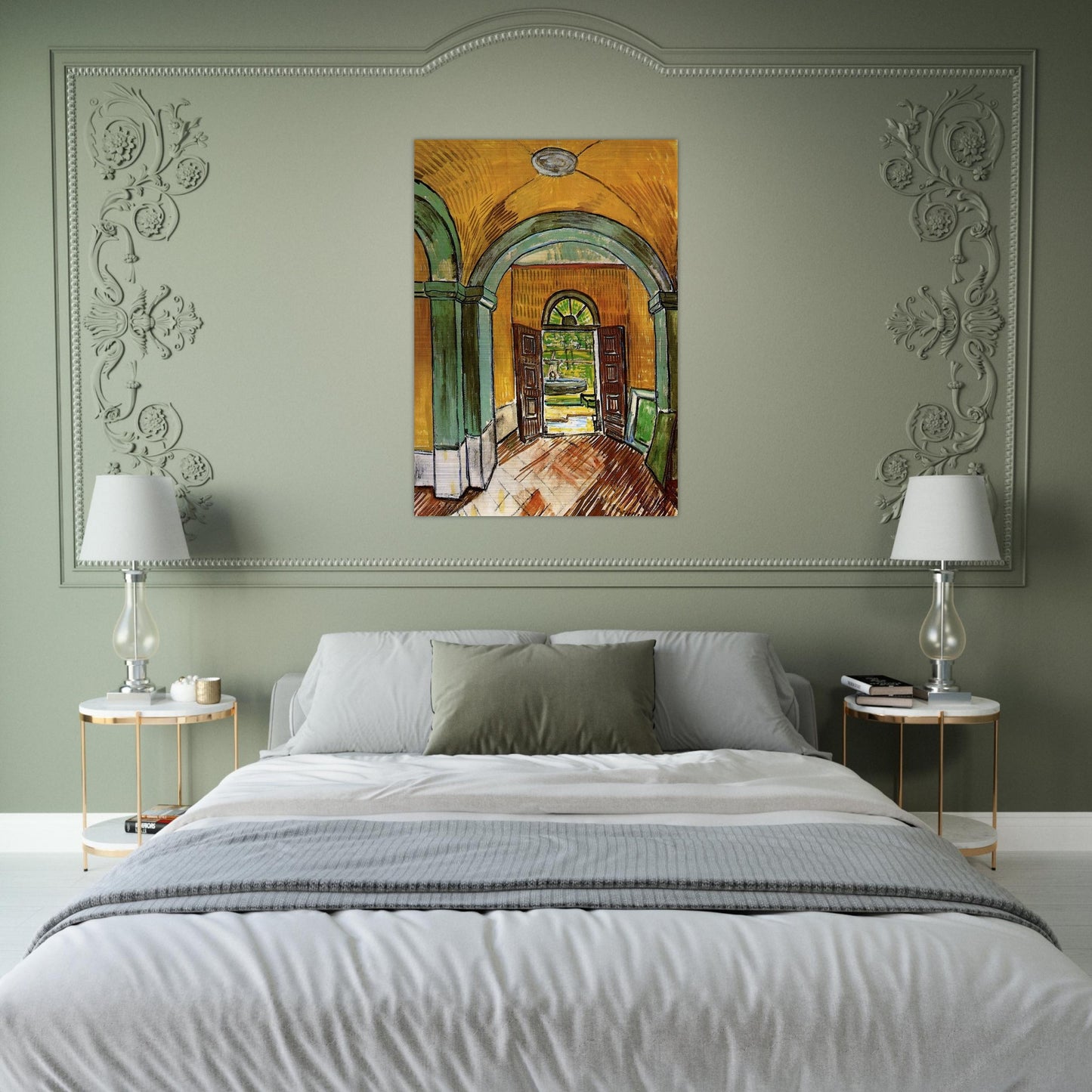 The Entrance Hall of Saint-Paul Hospital - Vincent van Gogh Brushed Aluminum Print - 70x100 cm / 28x40 inches | Vincent van Gogh Aluminum Print | Vincent van Gogh Prints