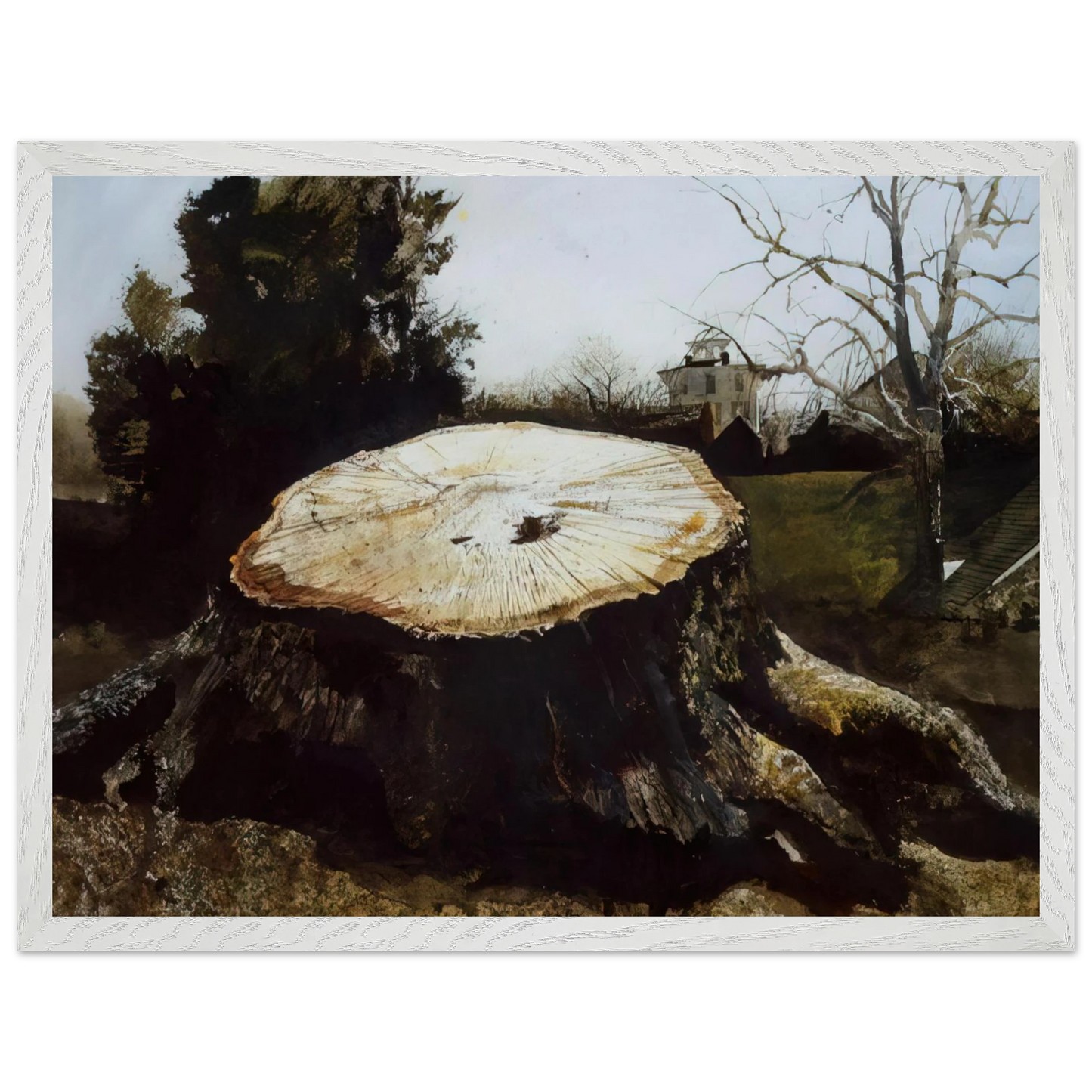 Andrew Wyeth - THE BIG OAK Wall Art - 21x29.7 cm / 8x12" - Premium Wooden Framed Poster With Fine Art Paper-canvas - Wood frame