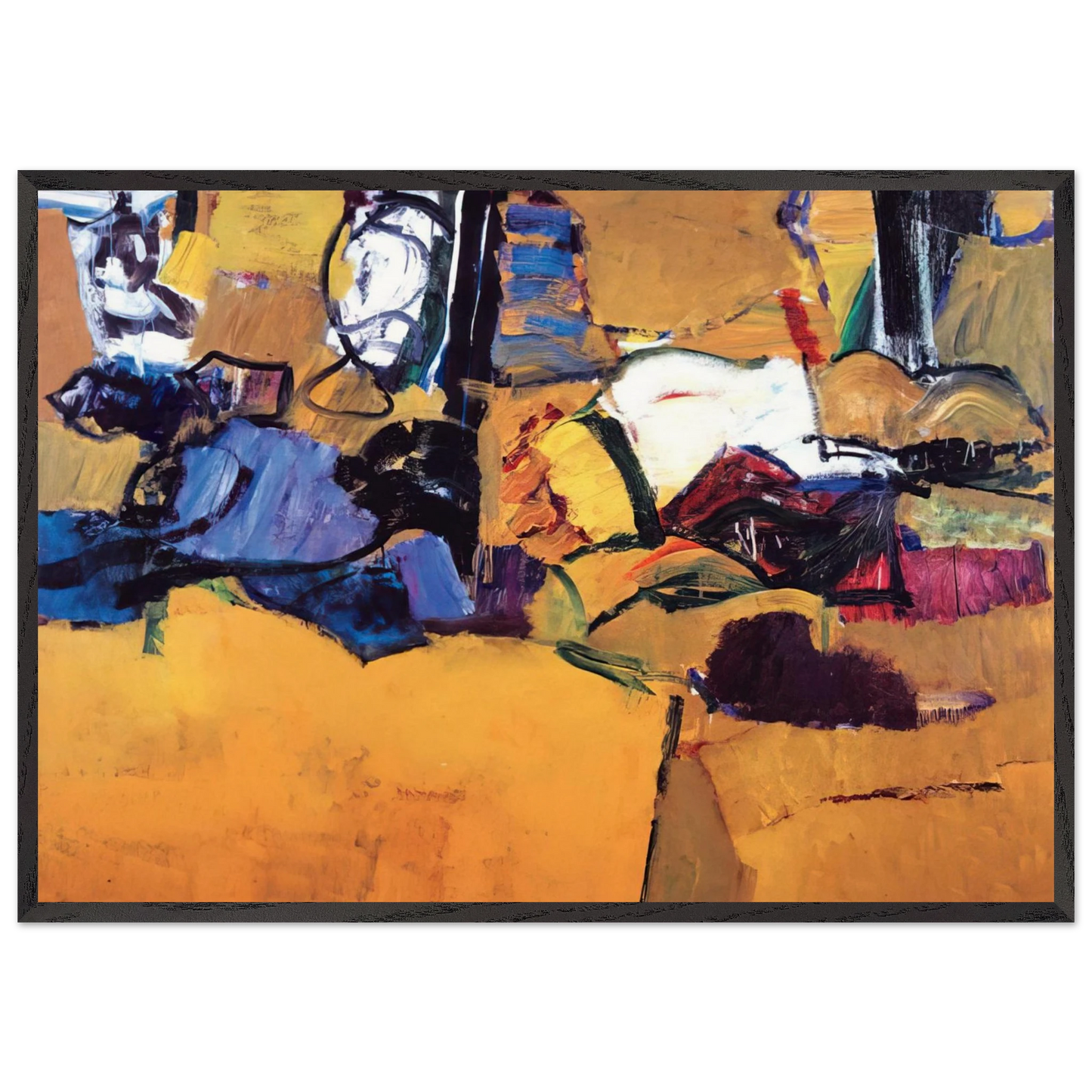 New England October 1957 - Grace Hartigan 70x100 cm / 28x40 inches Framed Art Print – Black Wooden Frame