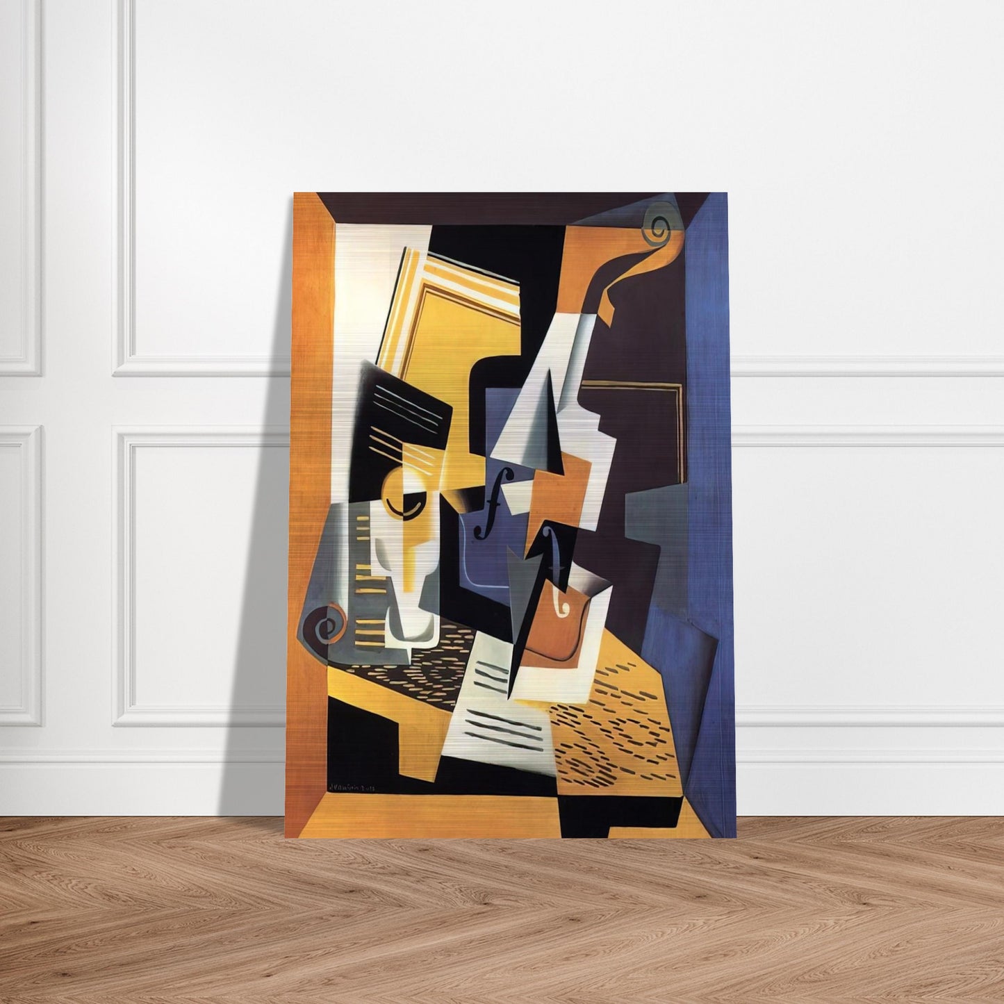 VIOLIN AND GLASS 1918 - Juan Gris Brushed Aluminum Print - 70x100 cm / 28x40 inches | Juan Gris Aluminum Print | Juan Gris Prints