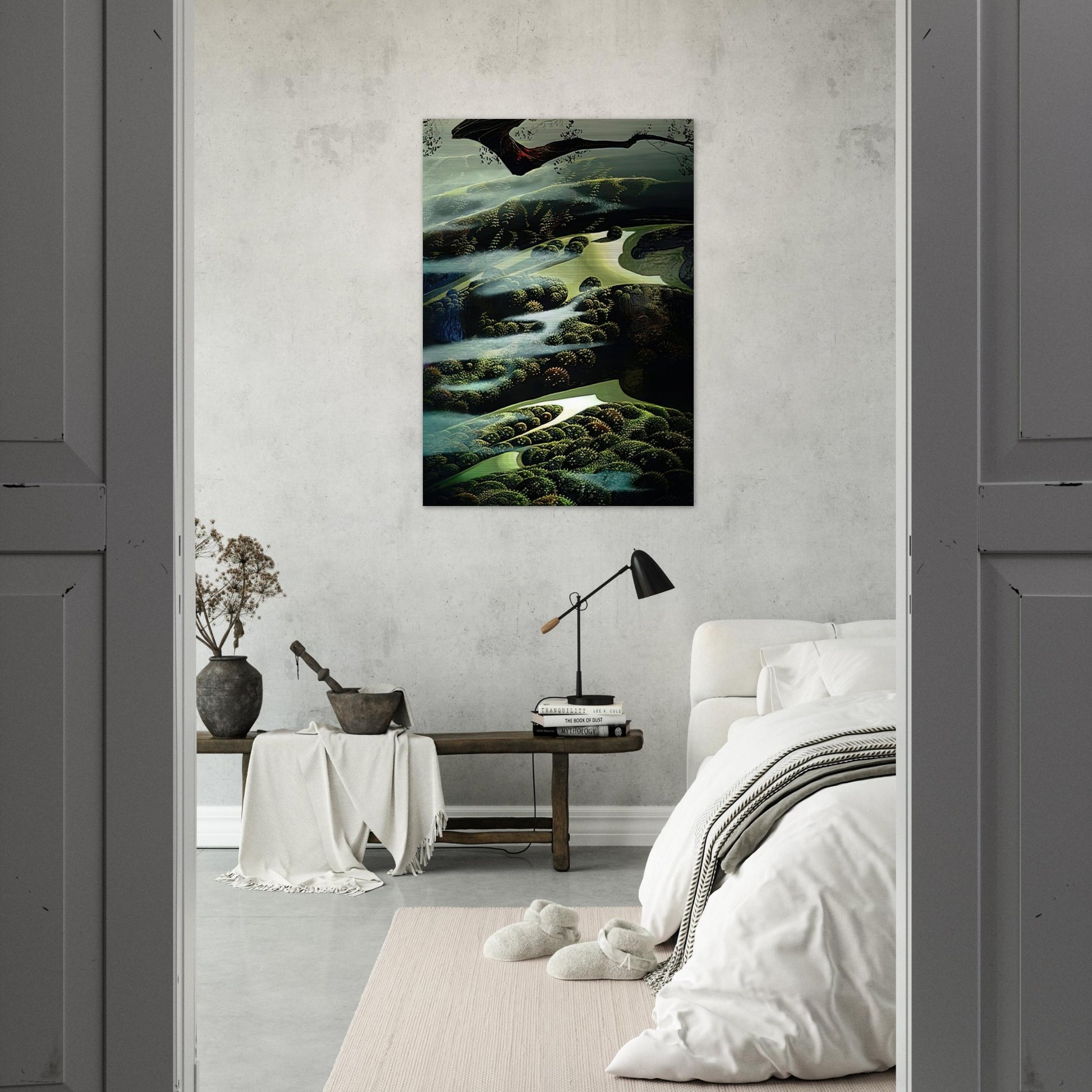 Carmel Valley Memory - Eyvind Earle Brushed Aluminum Print - 70x100 cm / 28x40 inches | Eyvind Earle Aluminum Print | Eyvind Earle Prints