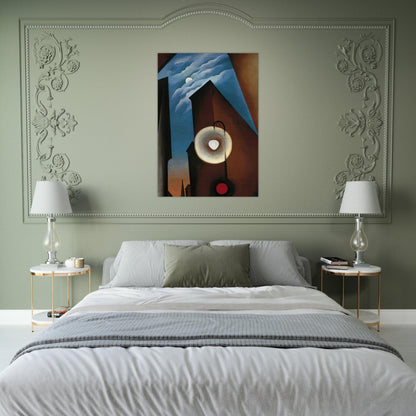 New York with Moon - Georgia O'Keeffe Brushed Aluminum Print - 70x100 cm / 28x40 inches | Georgia O'Keeffe Aluminum Print | Georgia O'Keeffe Prints