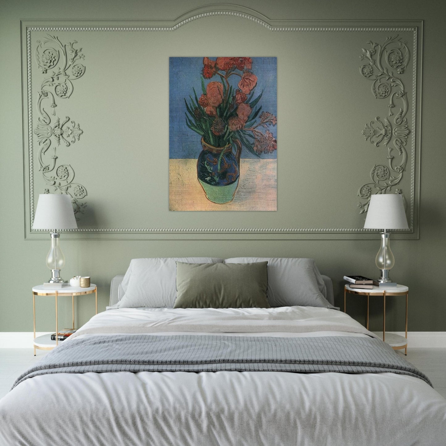 Still Life Vase with Oleanders - Vincent van Gogh Brushed Aluminum Print - 70x100 cm / 28x40 inches | Vincent van Gogh Aluminum Print | Vincent van Gogh Prints