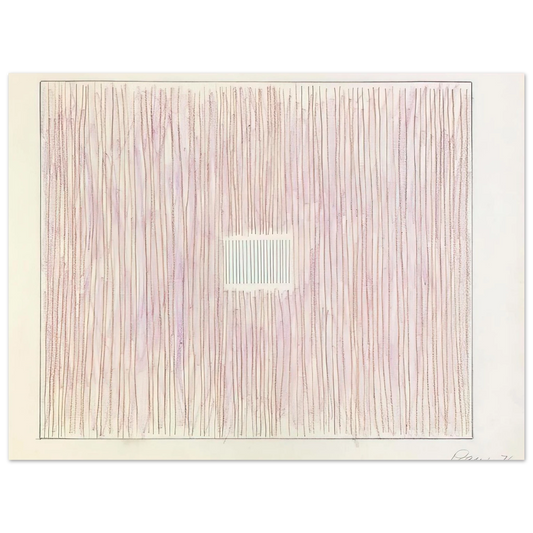 Gene Davis - Untitled Pink Stripes-Gray Box - 1976  75x100 cm / 30x40inches Fine Art Poster