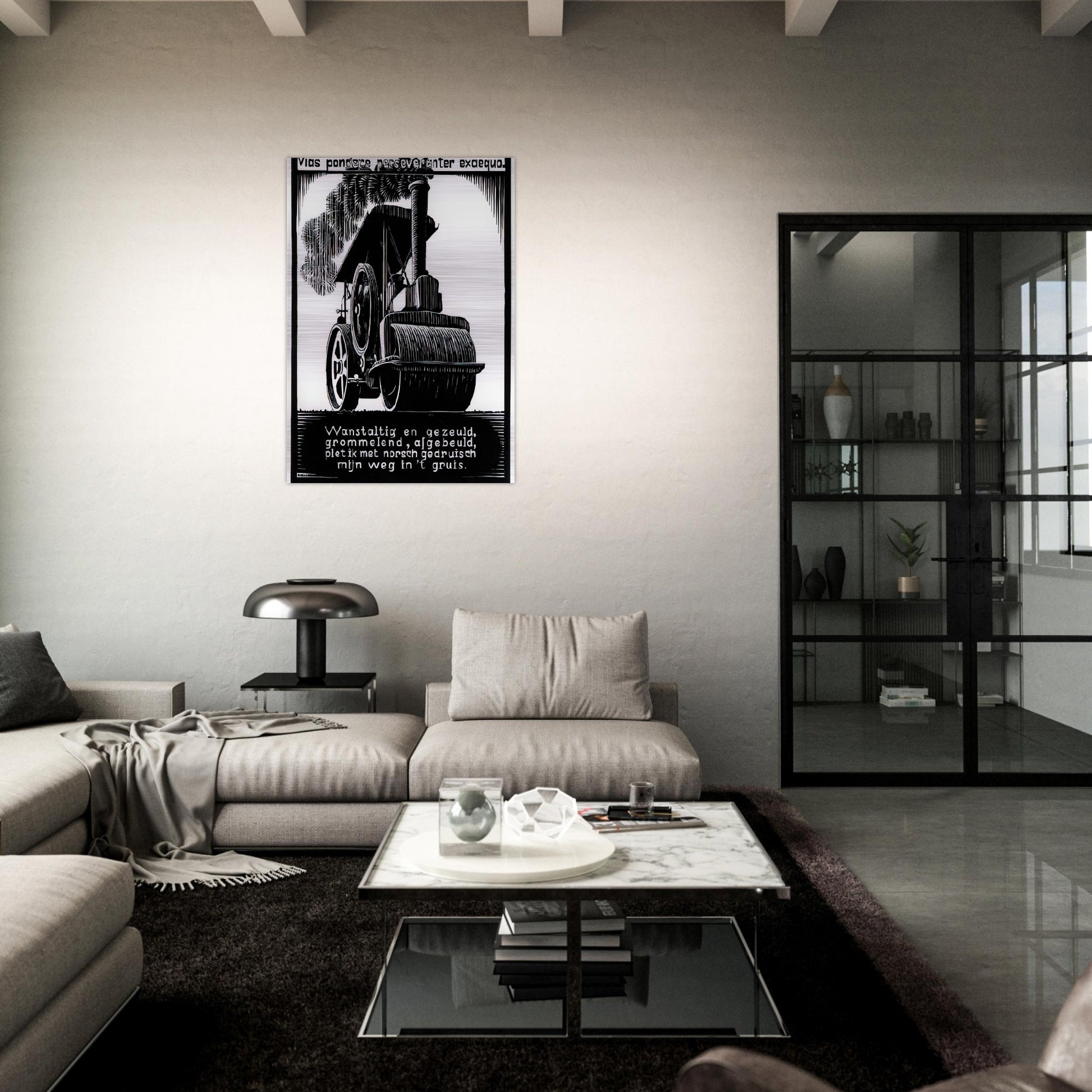 EMBLEMATA STEAMROLLER - MC Escher Brushed Aluminum Print - 70x100 cm / 28x40 inches | MC Escher Aluminum Print | MC Escher Prints