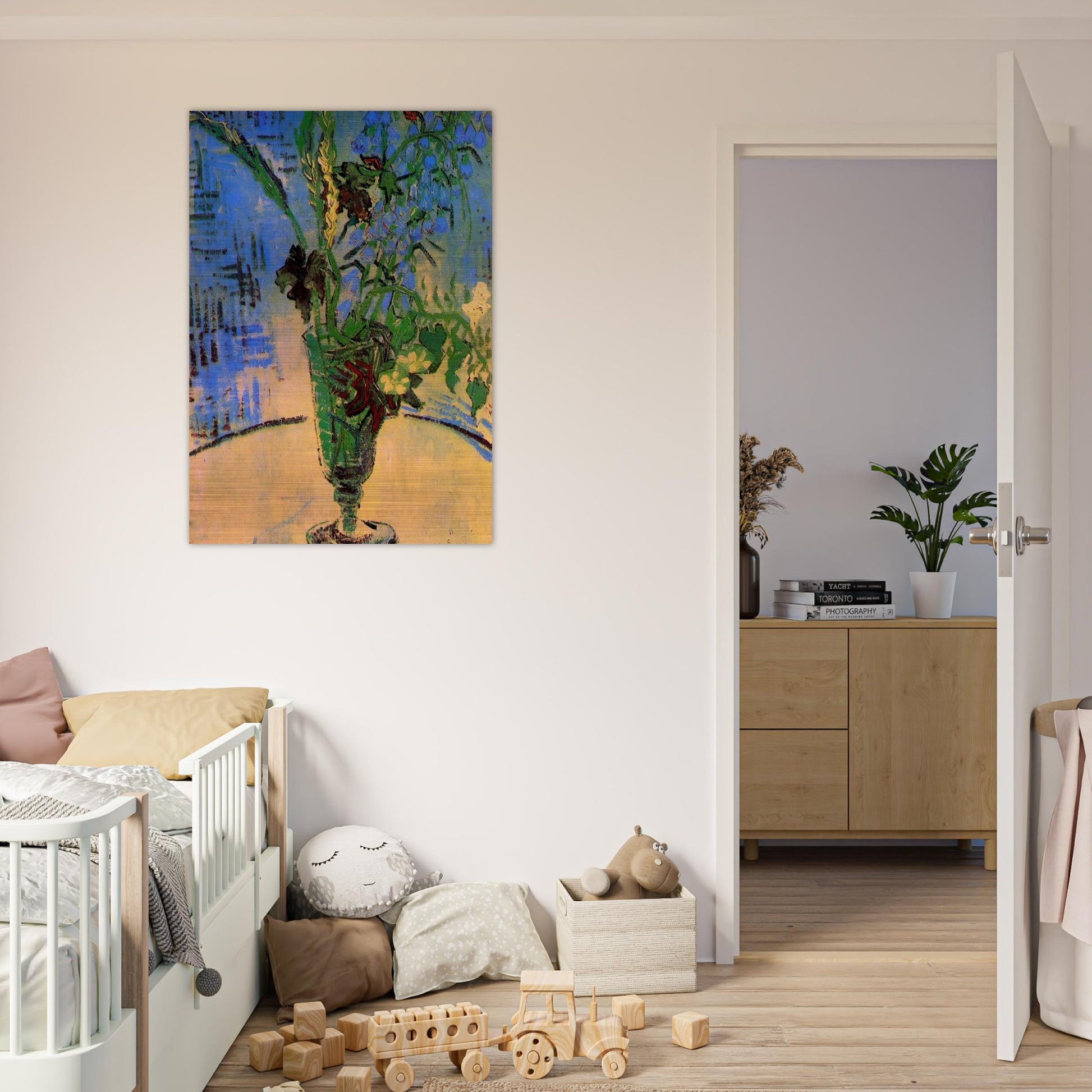 Still Life Glass with Wild Flowers - Vincent van Gogh Brushed Aluminum Print - 70x100 cm / 28x40 inches | Vincent van Gogh Aluminum Print | Vincent van Gogh Prints