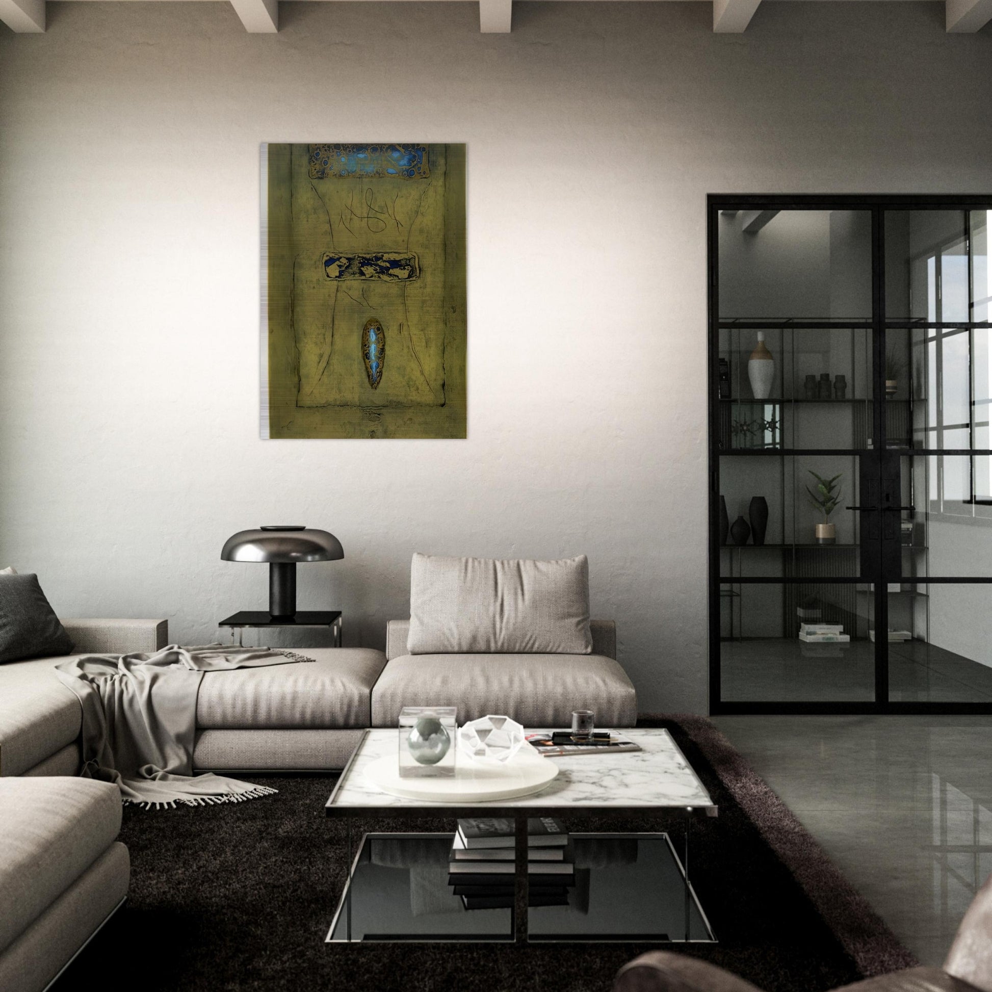 Mr. Delo's Yellow Wall - 1970 - Hiroyuki Tajima Brushed Aluminum Print - 70x100 cm / 28x40 inches | Hiroyuki Tajima Aluminum Print | Hiroyuki Tajima Prints