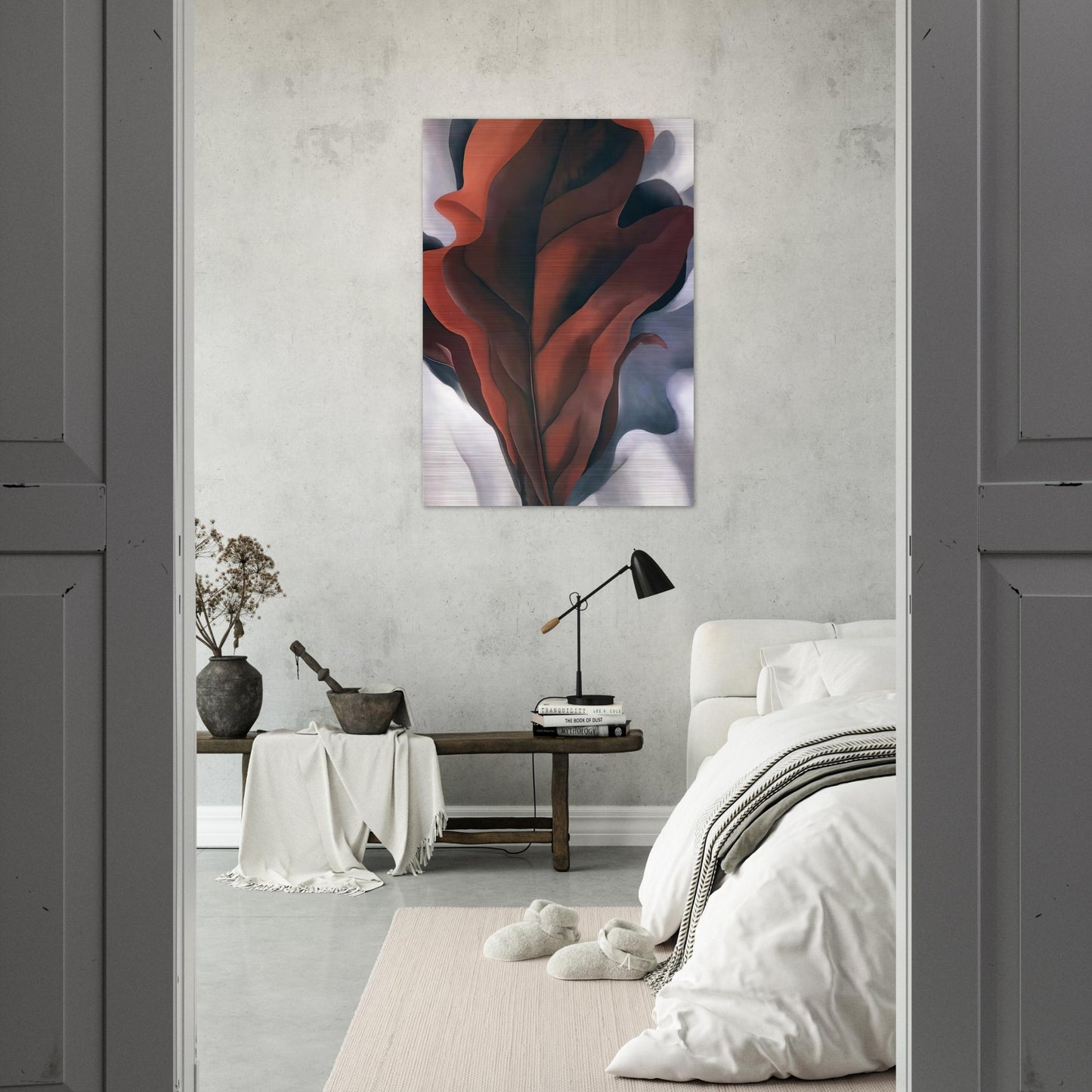 Large Dark Red Leaves on White - Georgia O'Keeffe Brushed Aluminum Print - 70x100 cm / 28x40 inches | Georgia O'Keeffe Aluminum Print | Georgia O'Keeffe Prints