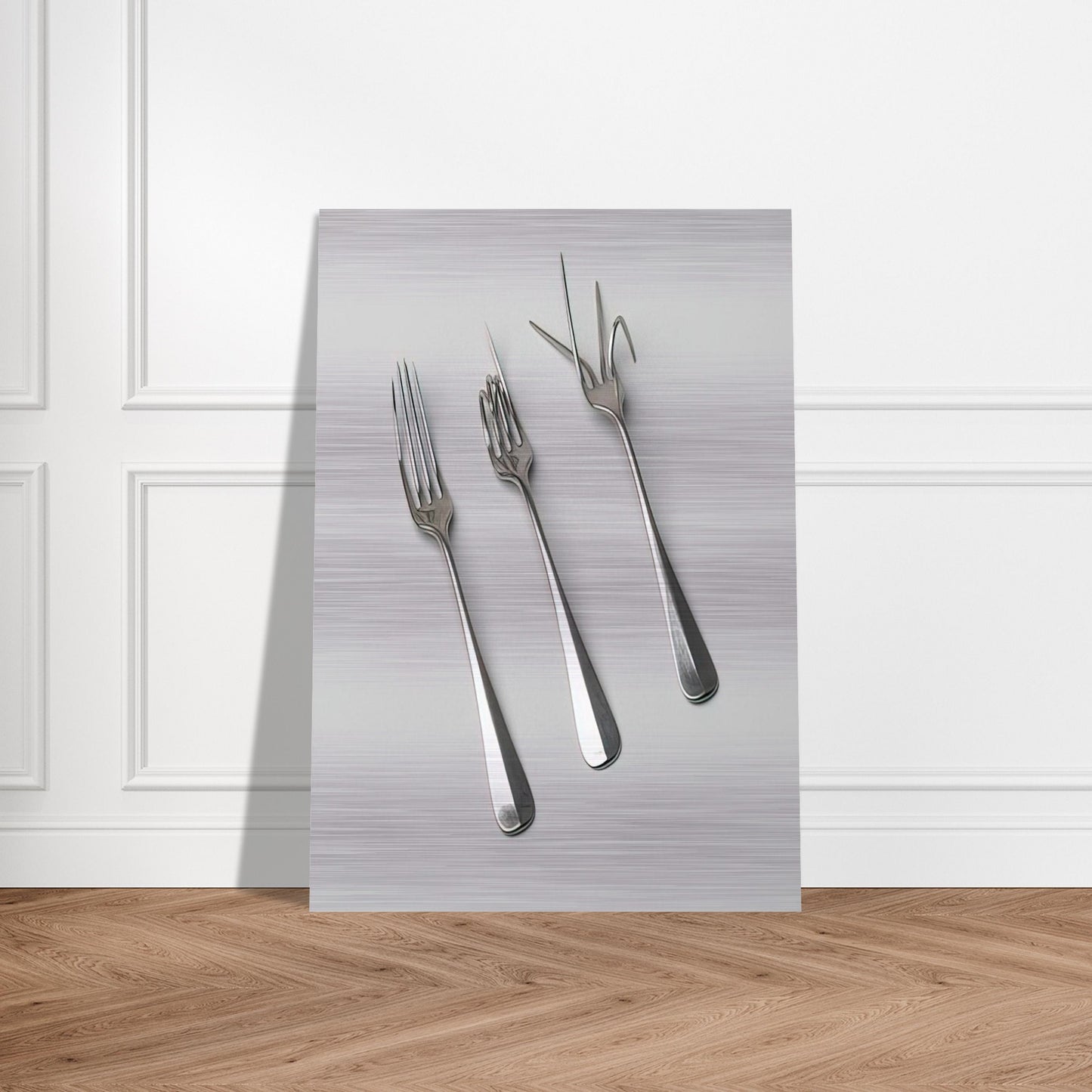 Fork Design - 1958 - Bruno Munari Brushed Aluminum Print - 70x100 cm / 28x40 inches | Bruno Munari Aluminum Print | Bruno Munari Prints