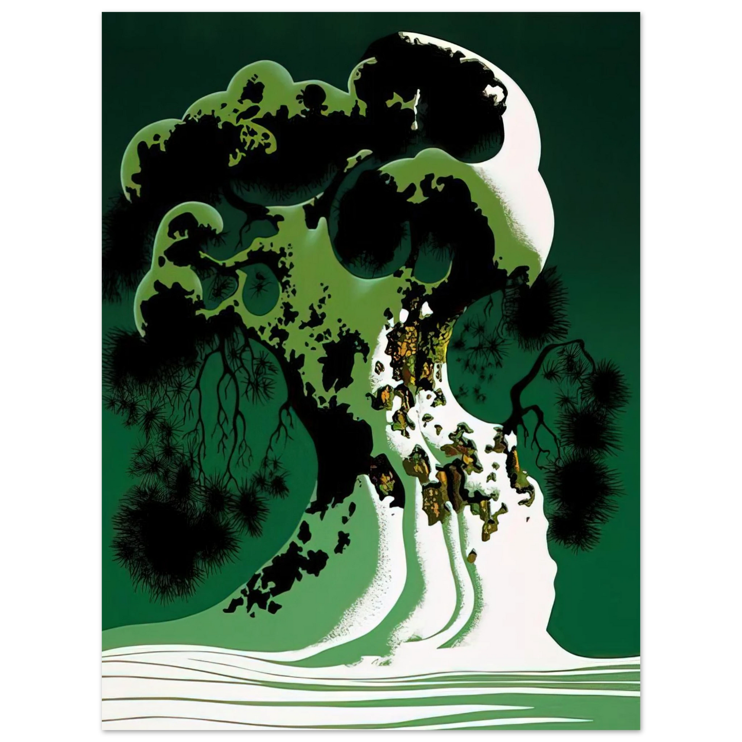 Eyvind Earle - Snow Covered Bonsai  75x100 cm / 30x40inches Fine Art Poster