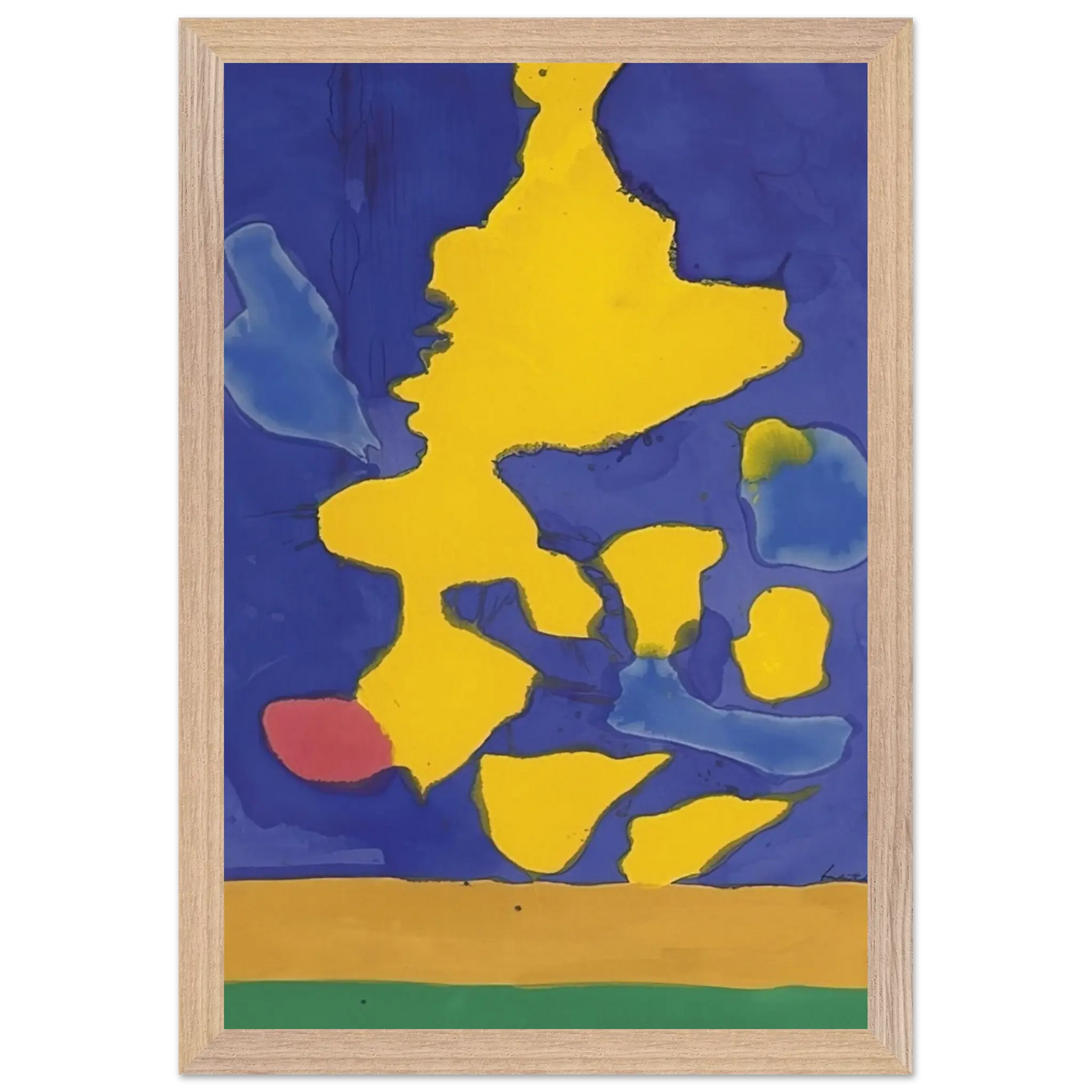Helen Frankenthaler - Saturn Revisited - 1964 Wall art - 28x43  cm / XL (11x17 Inches) - Premium Wooden Framed Poster With Fine Art Paper - White frame
