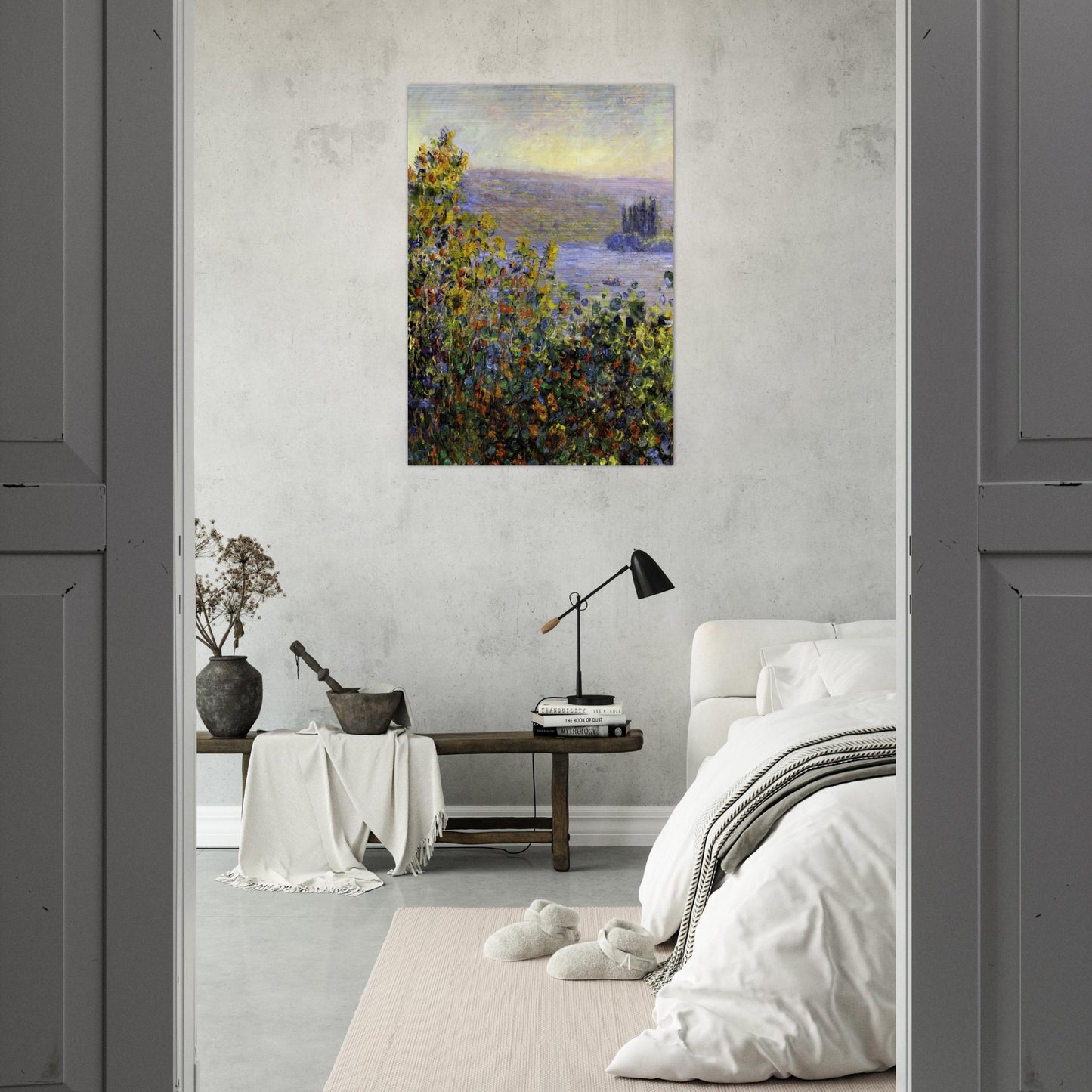 Flowers Beds at Vetheuil - claude monet Brushed Aluminum Print - 70x100 cm / 28x40 inches | claude monet Aluminum Print | claude monet Prints
