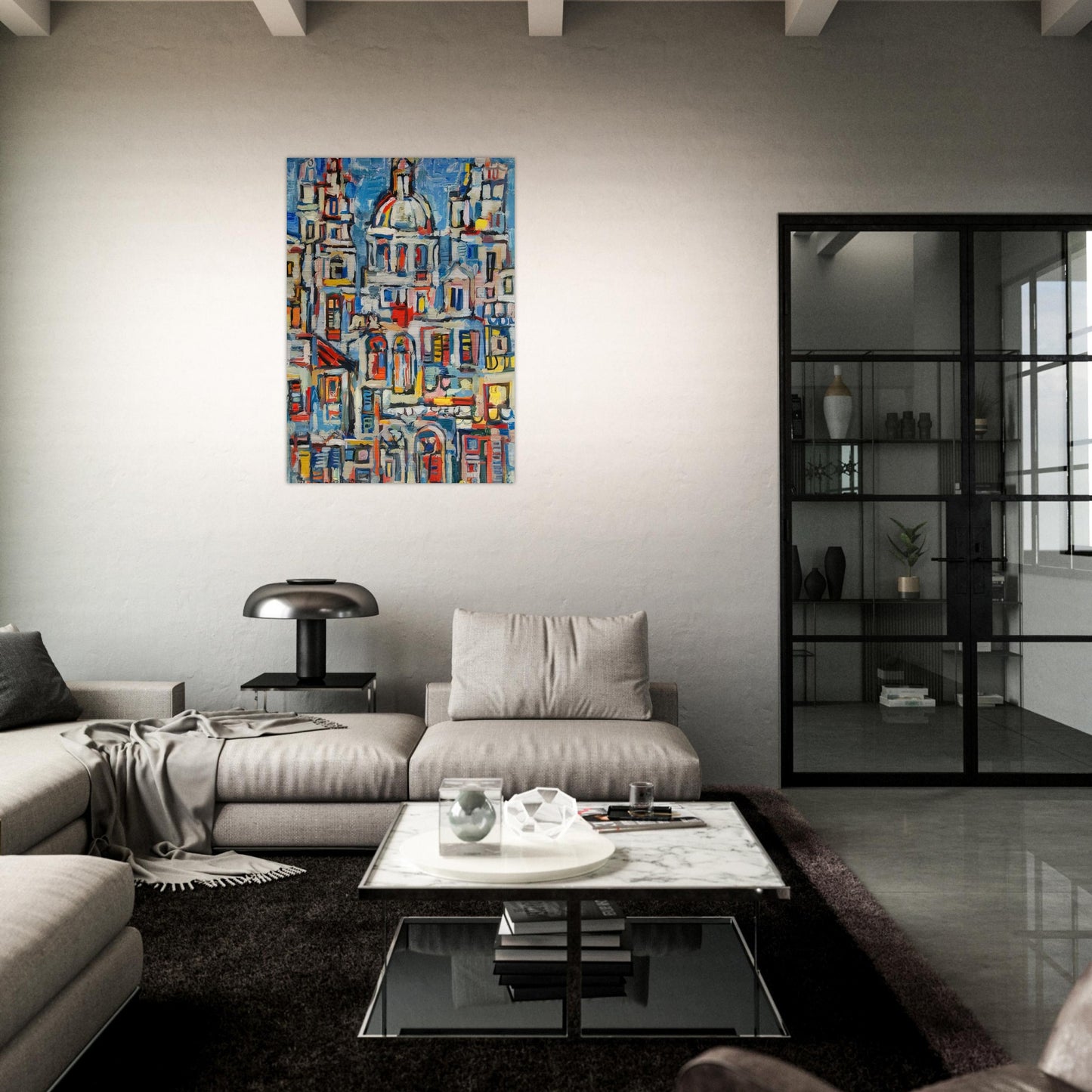LANDSCAPE OF HAVANA 1961 - Rene Portocarrero Brushed Aluminum Print - 70x100 cm / 28x40 inches | Rene Portocarrero Aluminum Print | Rene Portocarrero Prints