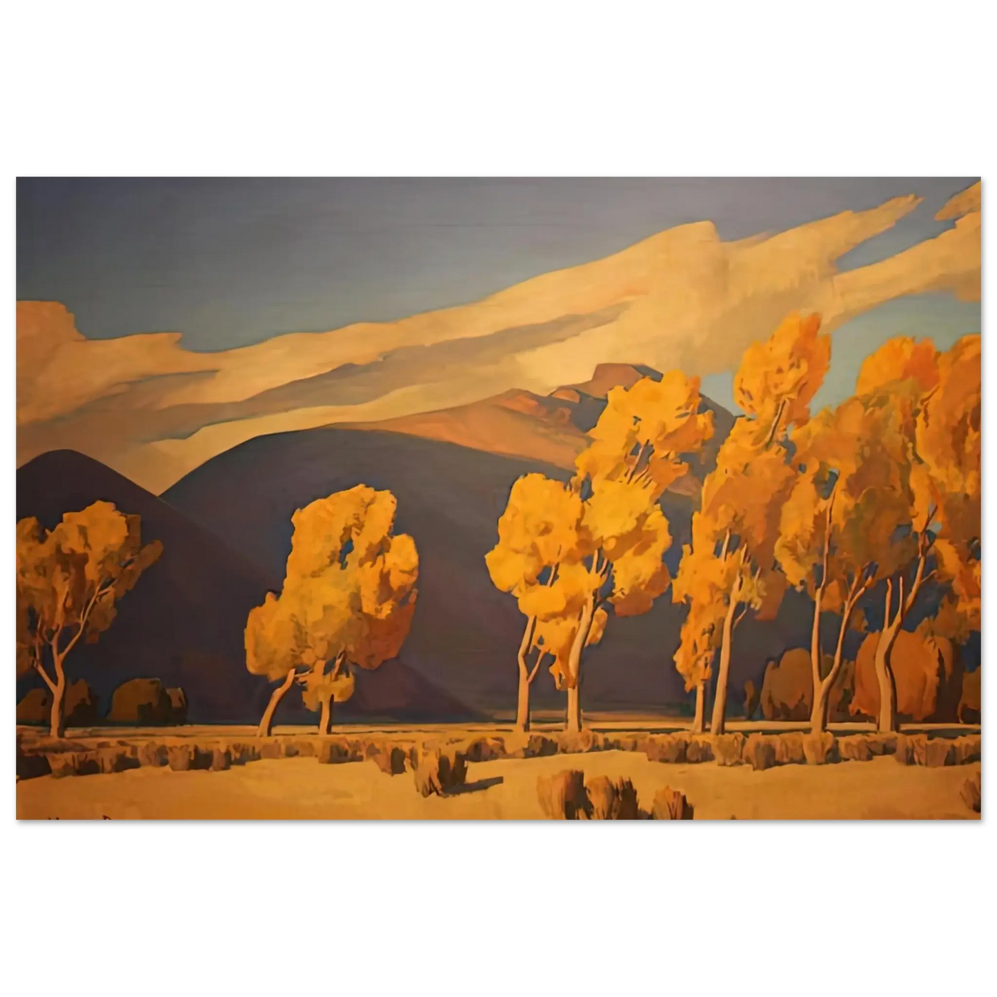 Maynard Dixon - NOVEMBER IN NEVADA 1935 Wall art - 13x18 cm / 5x7 Inches - Premium Wooden Framed Poster With Fine Art Paper - Black frame