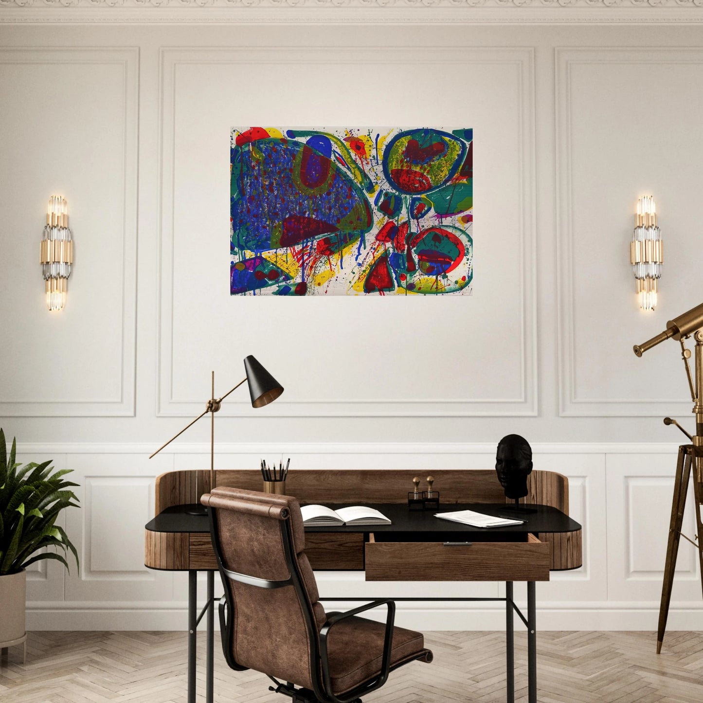 Variant III  from Bright Jade Ghost  - Sam Francis Brushed Aluminum Print - 70x100 cm / 28x40 inches | Sam Francis Aluminum Print | Sam Francis Prints