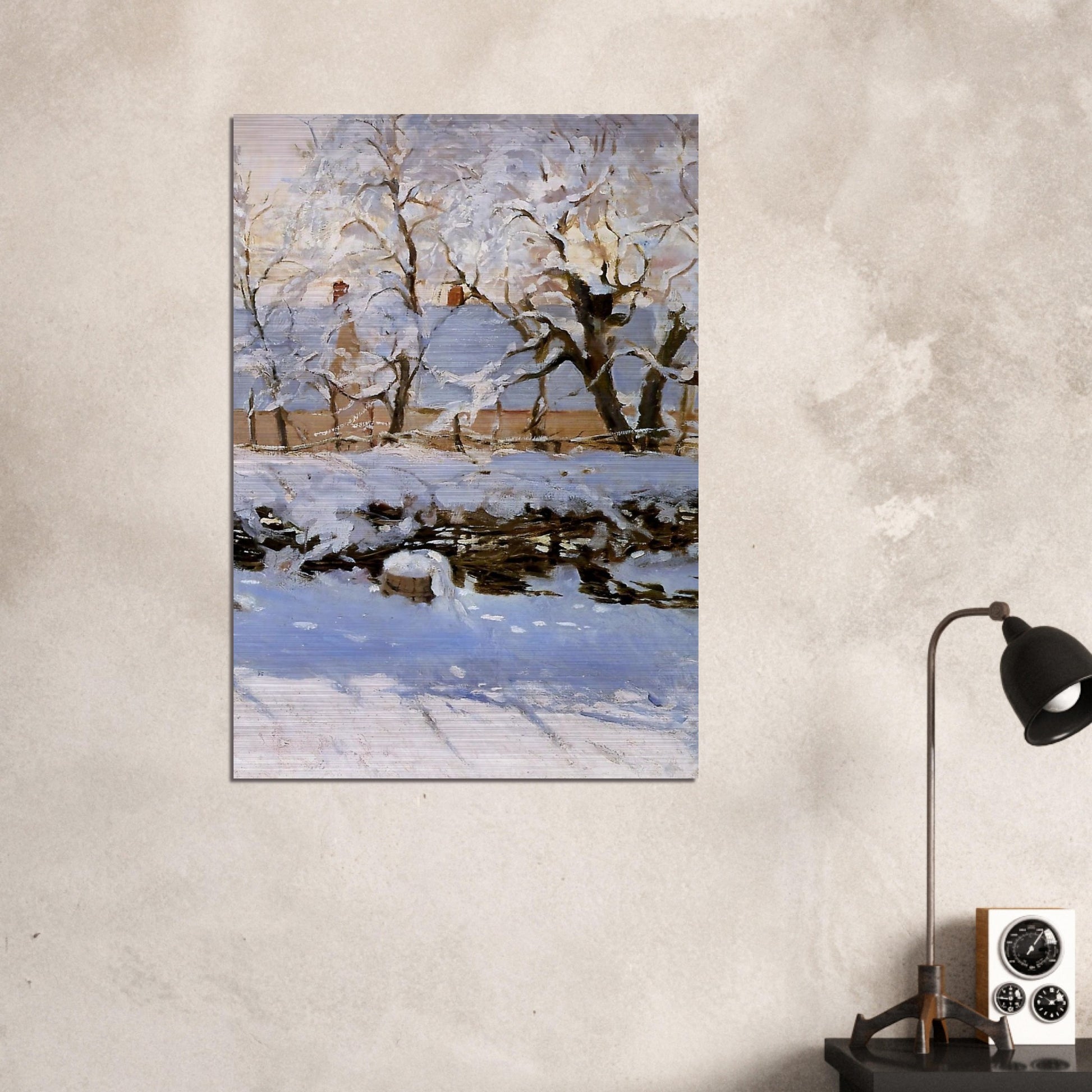 The Magpie - claude monet Brushed Aluminum Print - 70x100 cm / 28x40 inches | claude monet Aluminum Print | claude monet Prints
