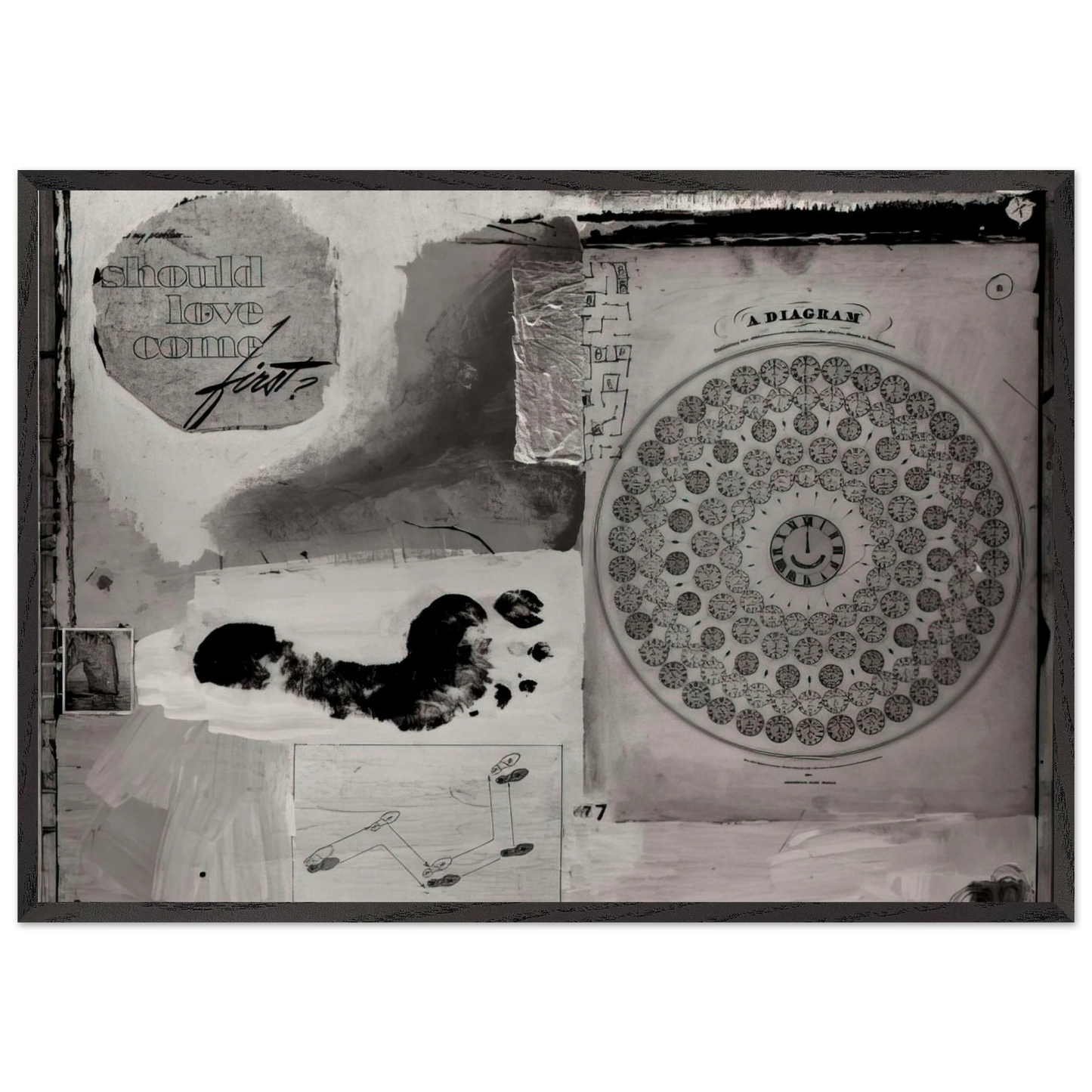SHOULD LOVE COME FIRST 1951 - Robert Rauschenberg 70x100 cm / 28x40 inches Framed Art Print – Black Wooden Frame