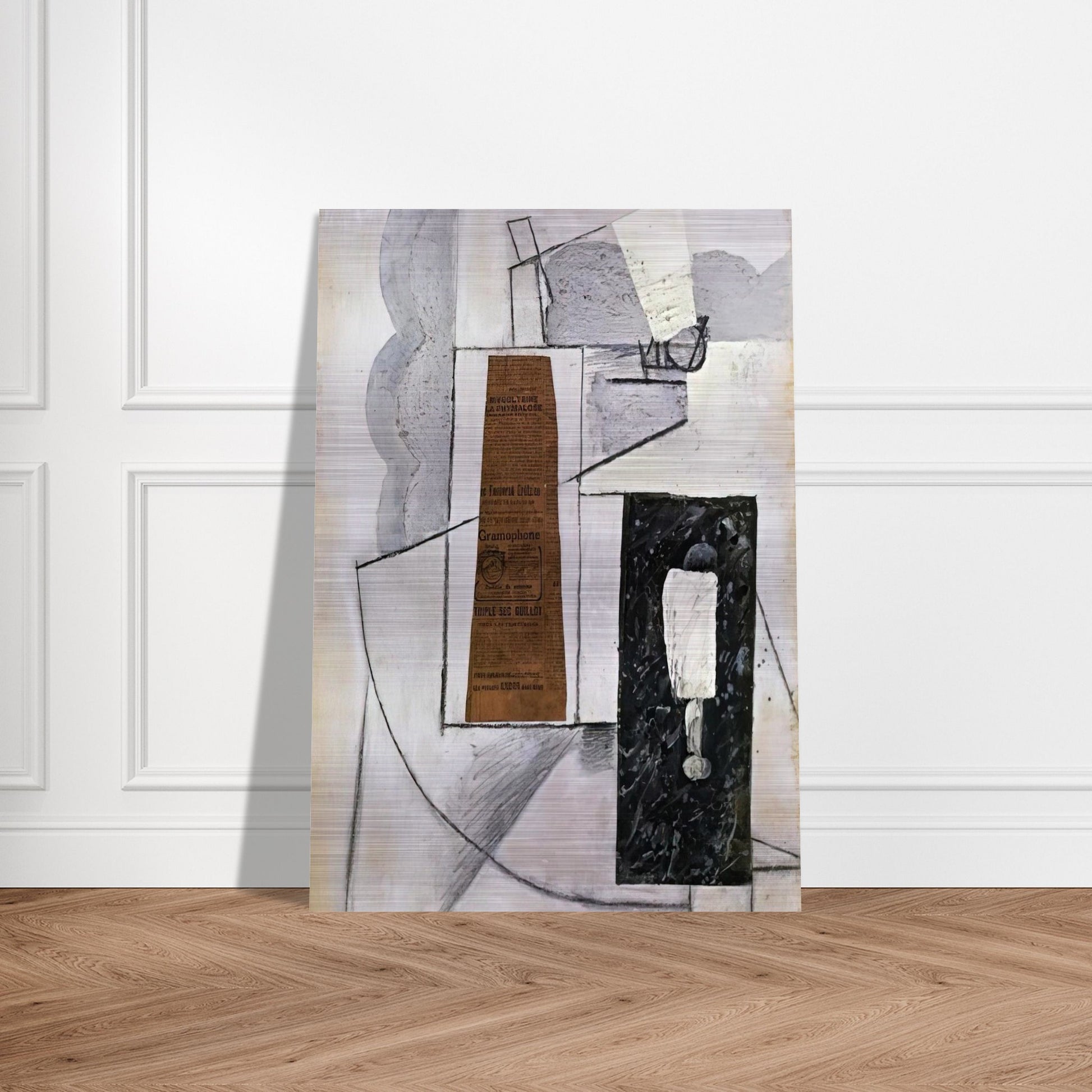 BOTTLE AND GLASS 1 - Juan Gris Brushed Aluminum Print - 70x100 cm / 28x40 inches | Juan Gris Aluminum Print | Juan Gris Prints