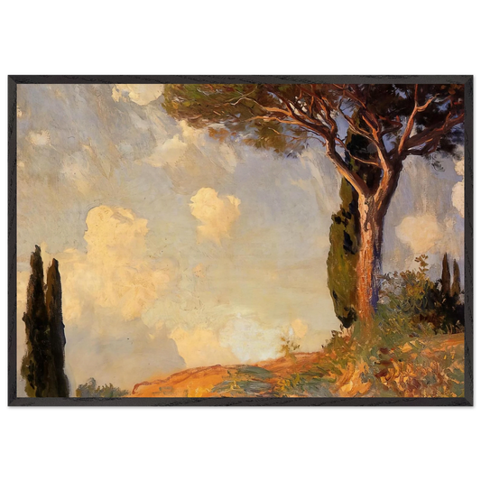 A Landscape Study at San Vigilio Lake of Garda - John Singer Sargent 70x100 cm / 28x40 inches Framed Art Print – Black Wooden Frame