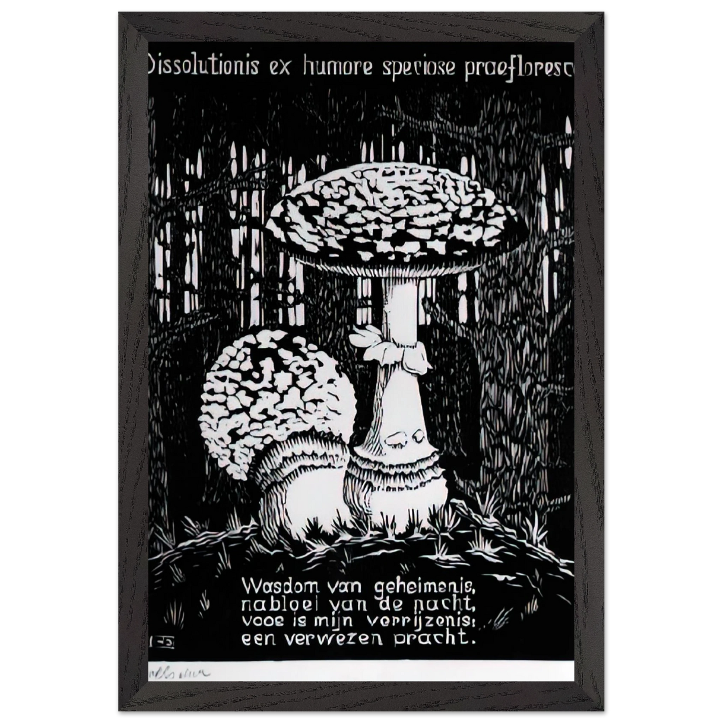 MC Escher - EMBLEMATA TOADSTOOL Wall Art - 30x40 cm / 12x16 inches - Premium Wooden Framed Poster With Fine Art Paper-canvas - Wood frame
