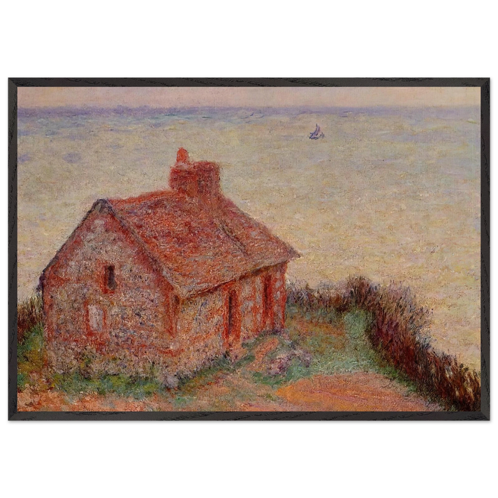Customs House Rose Effect - claude monet 70x100 cm / 28x40 inches Framed Art Print – Black Wooden Frame