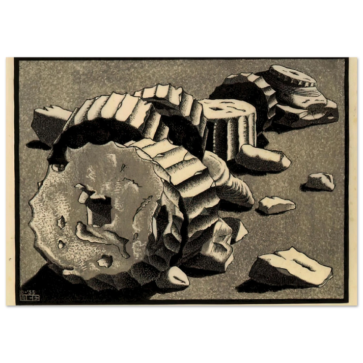 MC Escher - SELINUNTE SICILY OCTOBER 1935 1935 Wall Art - 30x40 cm / 12x16 inches - Premium Wooden Framed Poster With Fine Art Paper - White frame