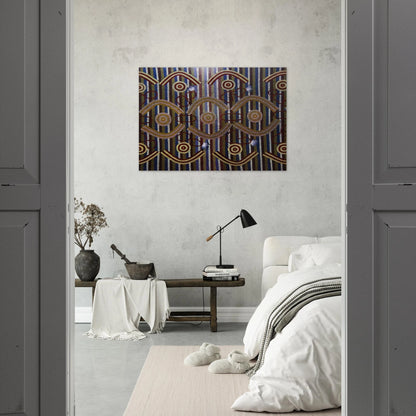 Anmatyerre Ceremonial Designs Associated with the Rockhole Site Intankangu - 1982 - Clifford Possum Tjapaltjarri Brushed Aluminum Print - 70x100 cm / 28x40 inches | Clifford Possum Tjapaltjarri Aluminum Print | Clifford Possum Tjapaltjarri Prints