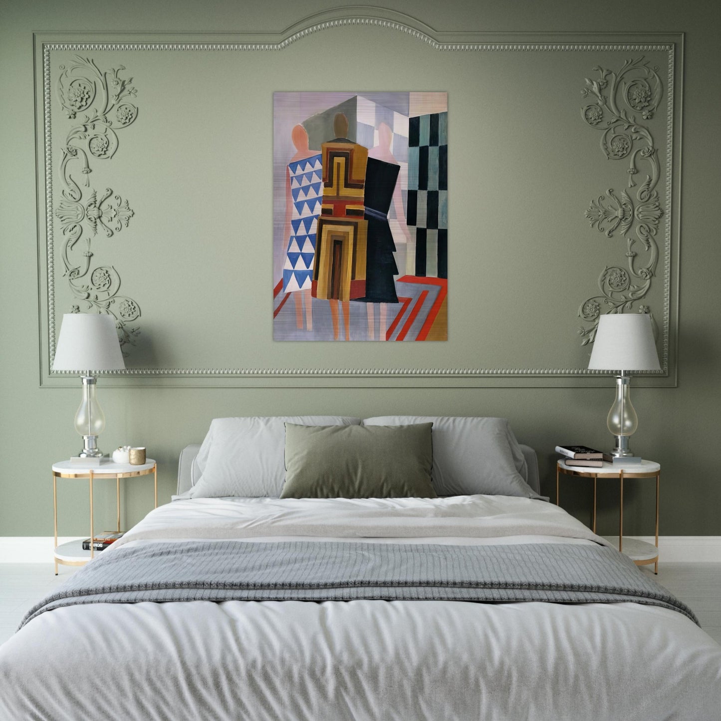 SIMULTANEOUS DRESSES THREE WOMEN FORMS COLOURS 1925 - Sonia Delaunay Brushed Aluminum Print - 70x100 cm / 28x40 inches | Sonia Delaunay Aluminum Print | Sonia Delaunay Prints