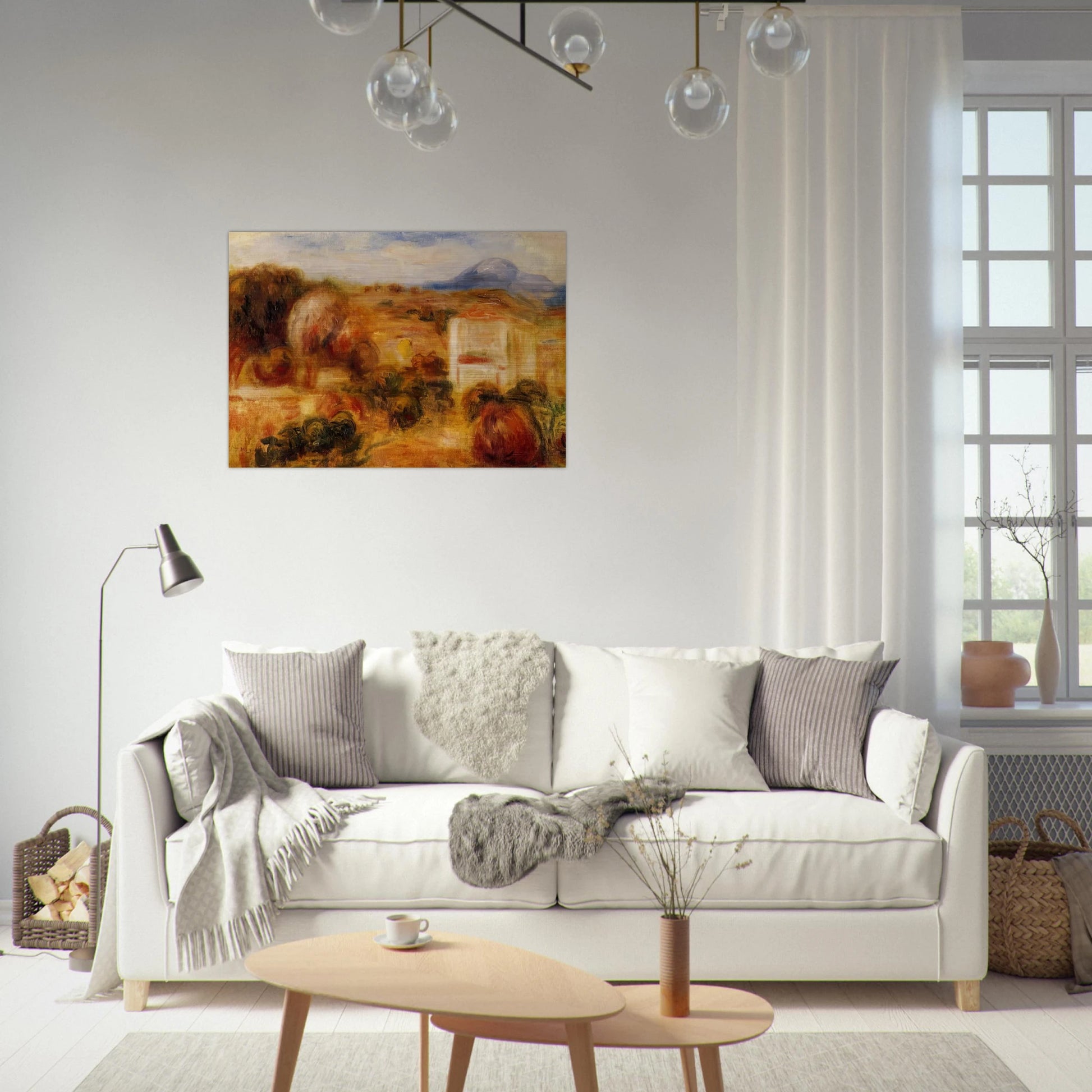 Landscape with White House - Pierre-Auguste Renoir Brushed Aluminum Print - 70x100 cm / 28x40 inches | Pierre-Auguste Renoir Aluminum Print | Pierre-Auguste Renoir Prints