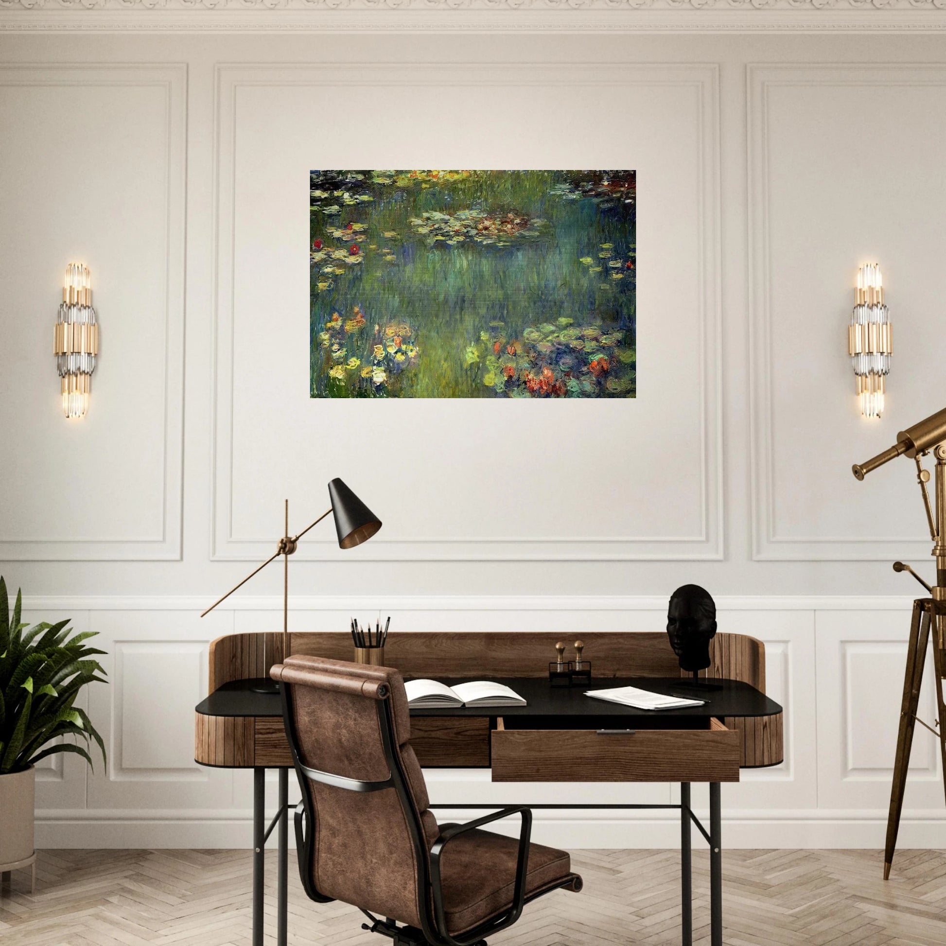 Pool with Waterlilies - claude monet Brushed Aluminum Print - 70x100 cm / 28x40 inches | claude monet Aluminum Print | claude monet Prints