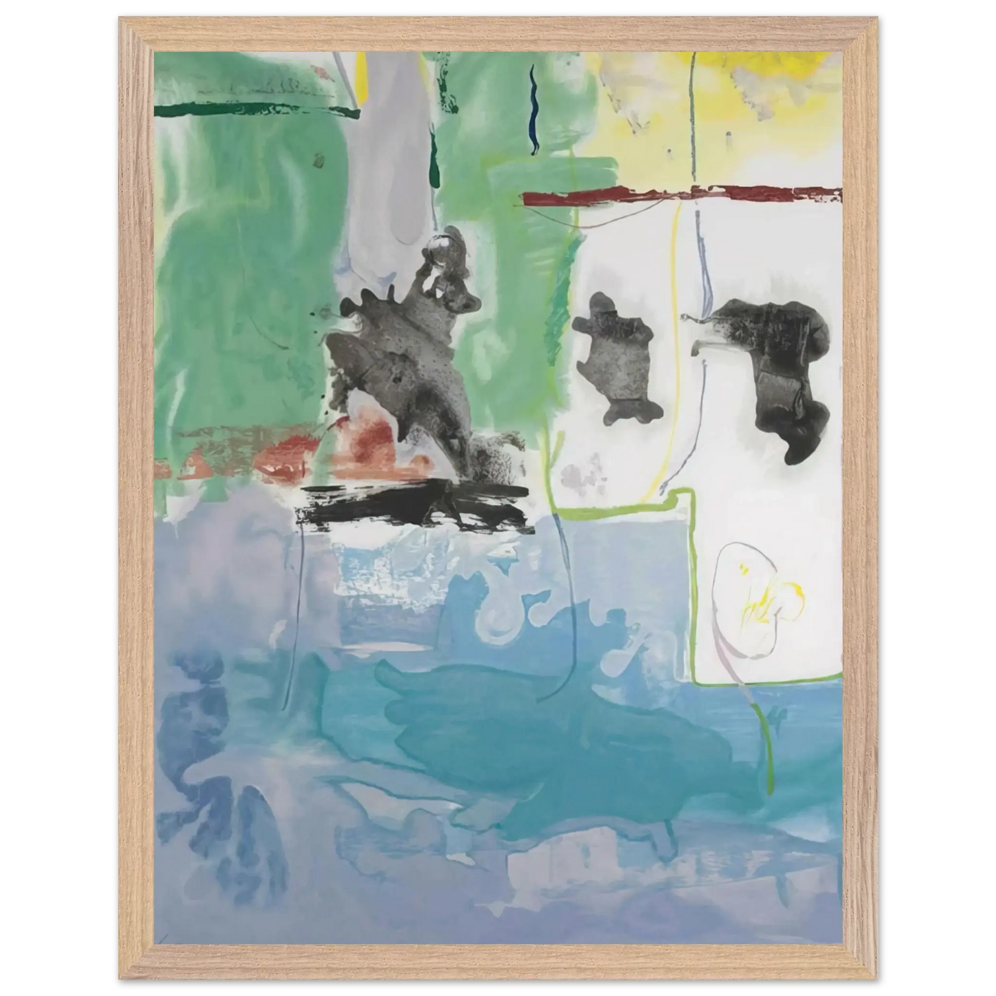 Helen Frankenthaler - West Wind - 1997 Wall art - 30x40 cm / 12x16 Inches - Premium Wooden Framed Poster With Fine Art Paper - Black frame