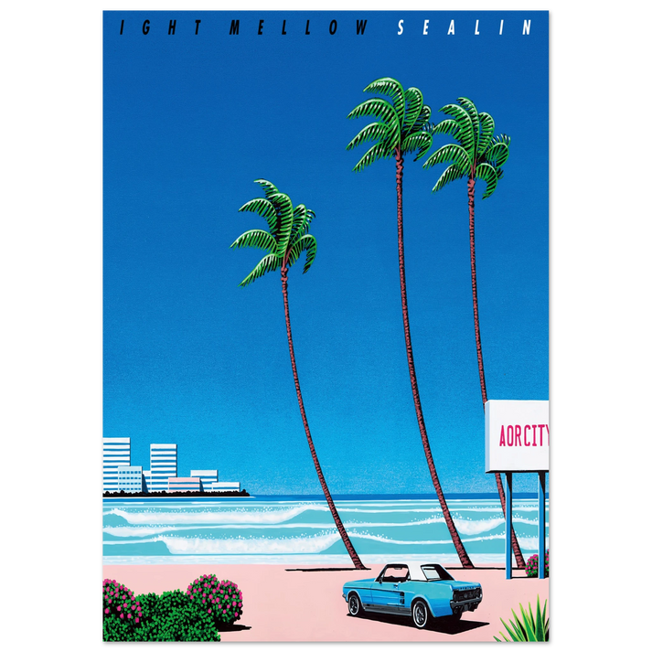 Hiroshi Nagai - Light Mellow Sealine Wall Art - 21x29.7 cm / 8x12" - Premium Wooden Framed Poster With Fine Art Paper - White frame