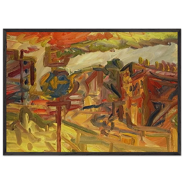 THE AWNING - Frank Auerbach 70x100 cm / 28x40 inches Framed Art Print – Black Wooden Frame