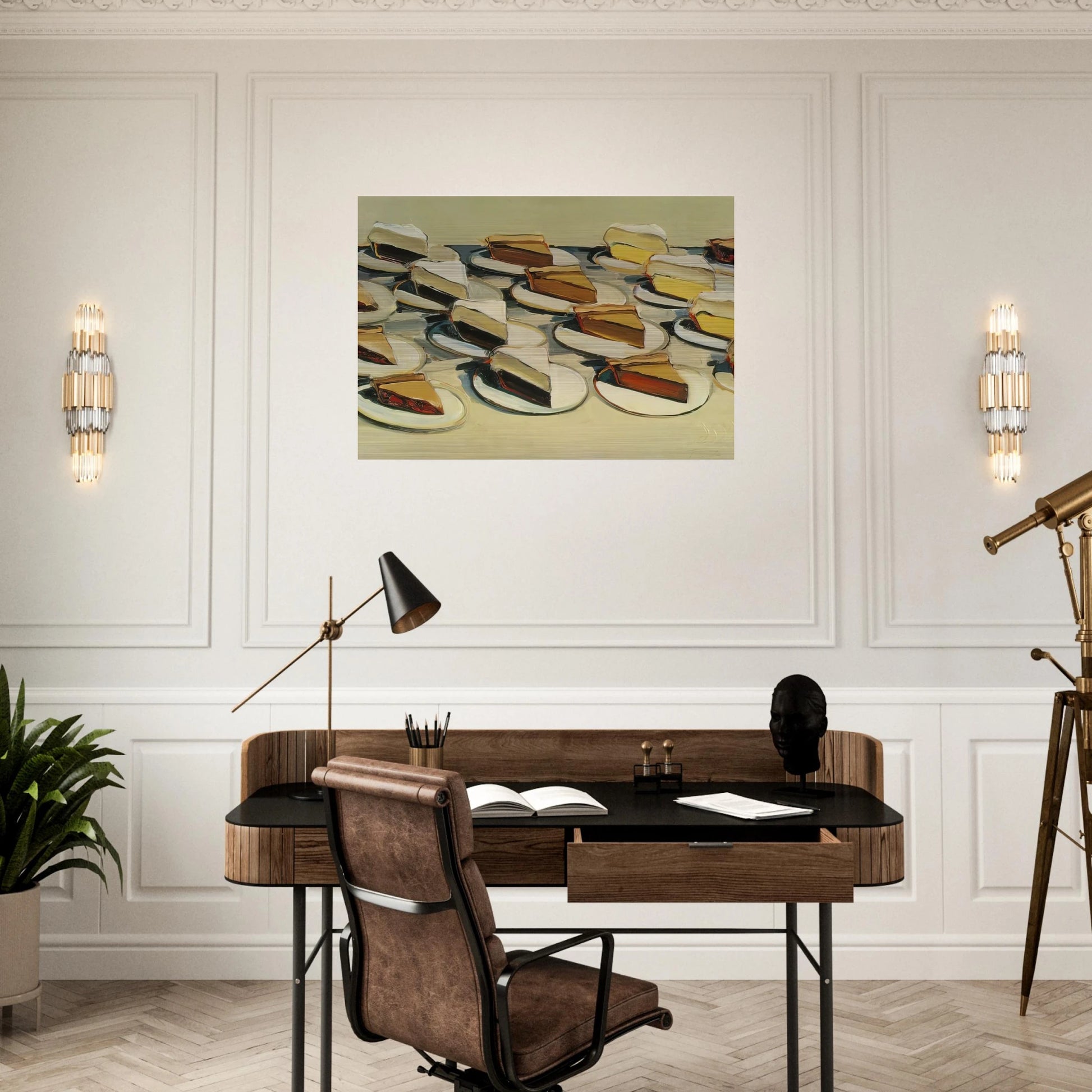 Pies, Pies, Pies - 1961 - Wayne Thiebaud Brushed Aluminum Print - 70x100 cm / 28x40 inches | Wayne Thiebaud Aluminum Print | Wayne Thiebaud Prints