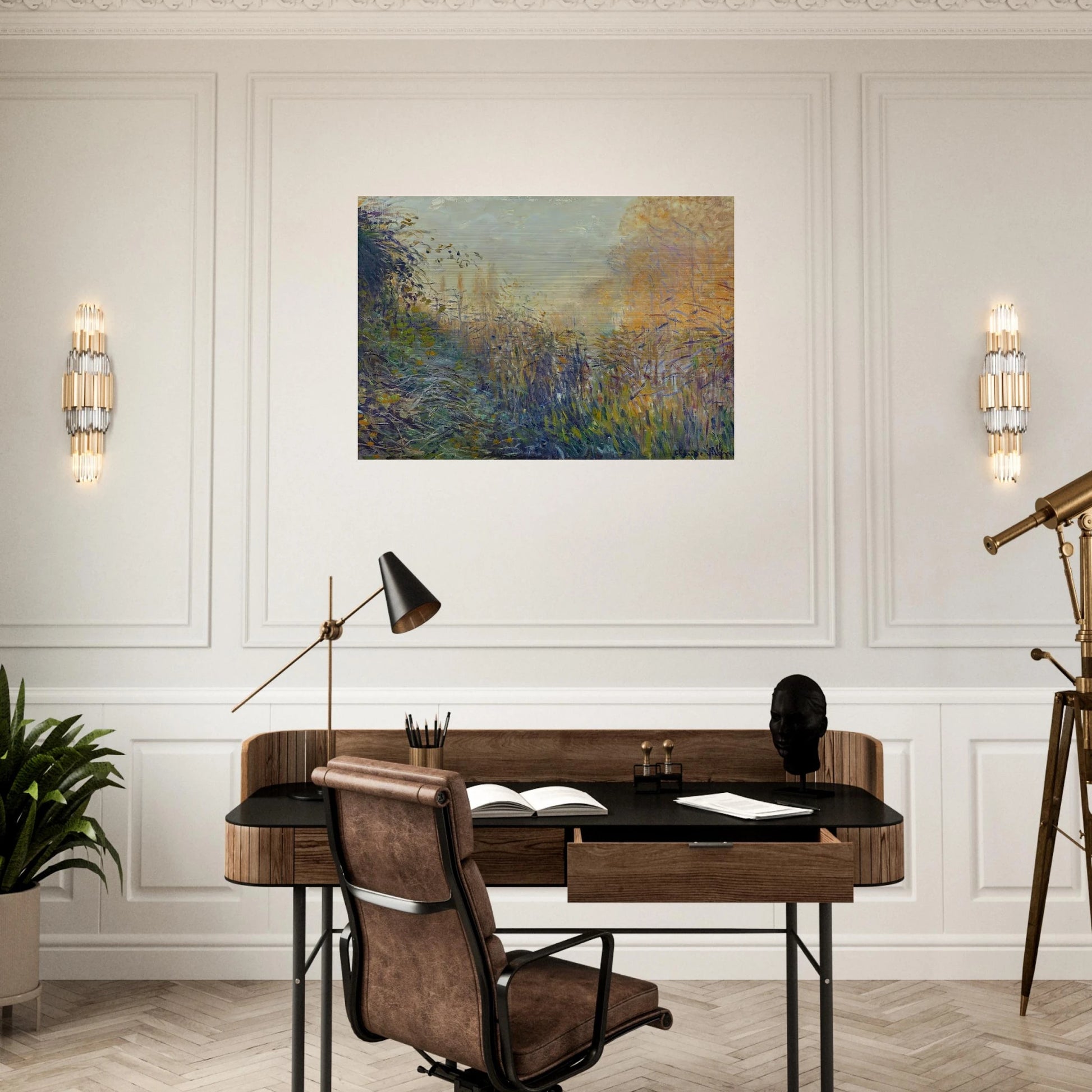 Study Rushes at Argenteuil - claude monet Brushed Aluminum Print - 70x100 cm / 28x40 inches | claude monet Aluminum Print | claude monet Prints