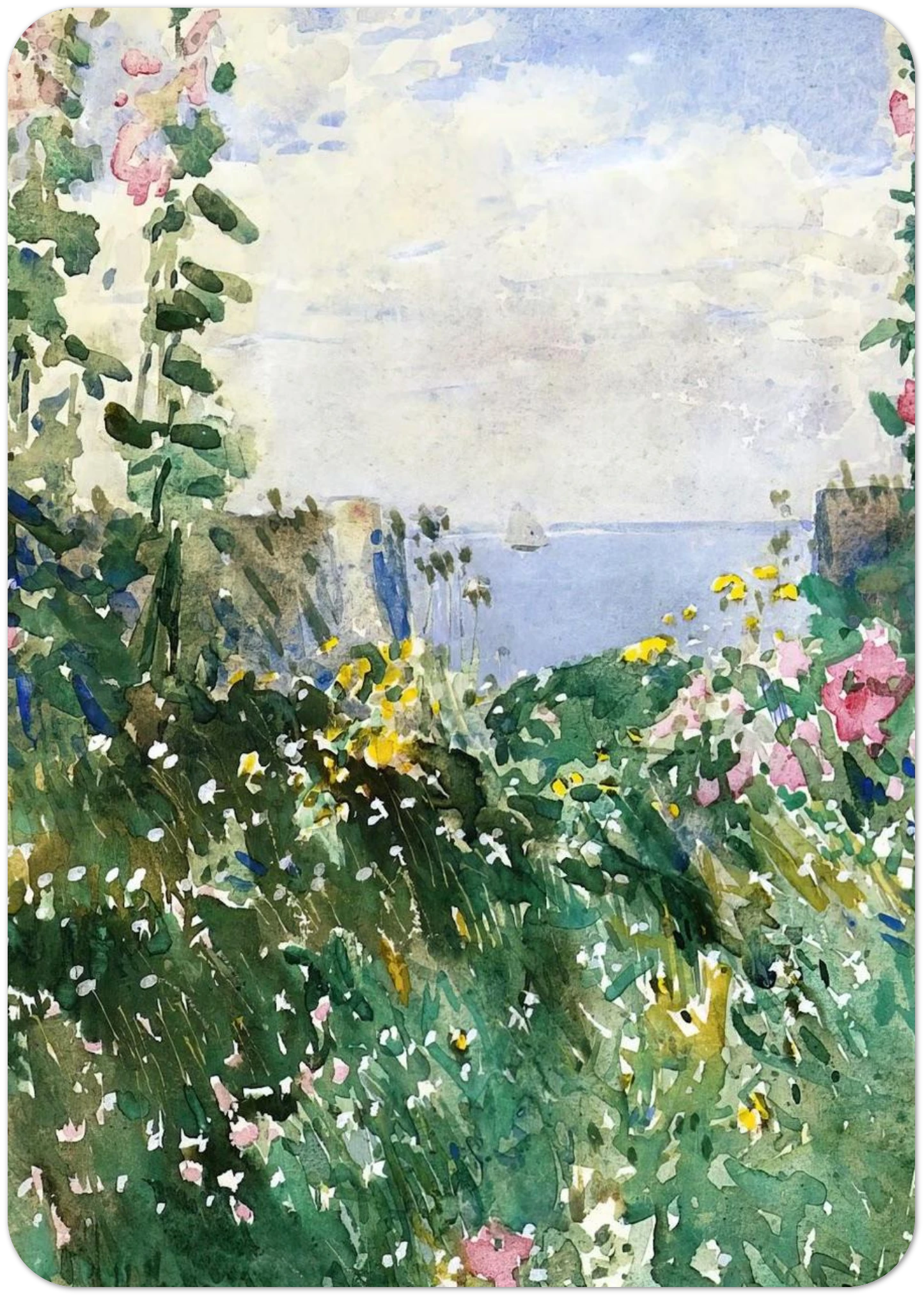 Isles of Shoals Garden, Appledore By Childe Hassam Pack of 10 Post Cards | Childe Hassam Post Cards | A6 (10.5 x 14.8 cm) - 4.1 x 5.8 inches