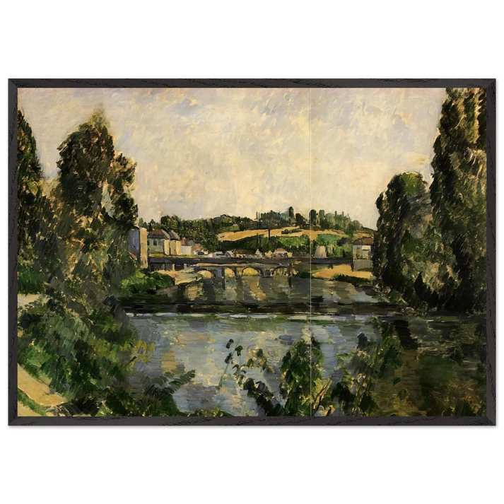Bridge and Waterfall at Pontoise - Paul Cezanne 70x100 cm / 28x40 inches Framed Art Print – Black Wooden Frame