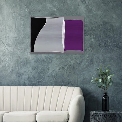 Black  Gray Curves with Purple - 1960 - Karl Benjamin Brushed Aluminum Print - 70x100 cm / 28x40 inches | Karl Benjamin Aluminum Print | Karl Benjamin Prints