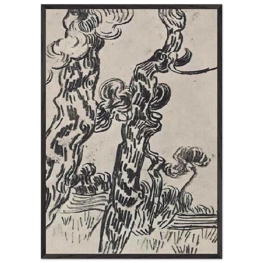 Two Pinetrees - Vincent van Gogh 70x100 cm / 28x40 inches Framed Art Print – Black Wooden Frame