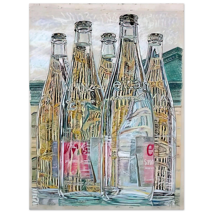 Janet Fish - EVIAN BOTTLES 1976  75x100 cm / 30x40inches Fine Art Poster