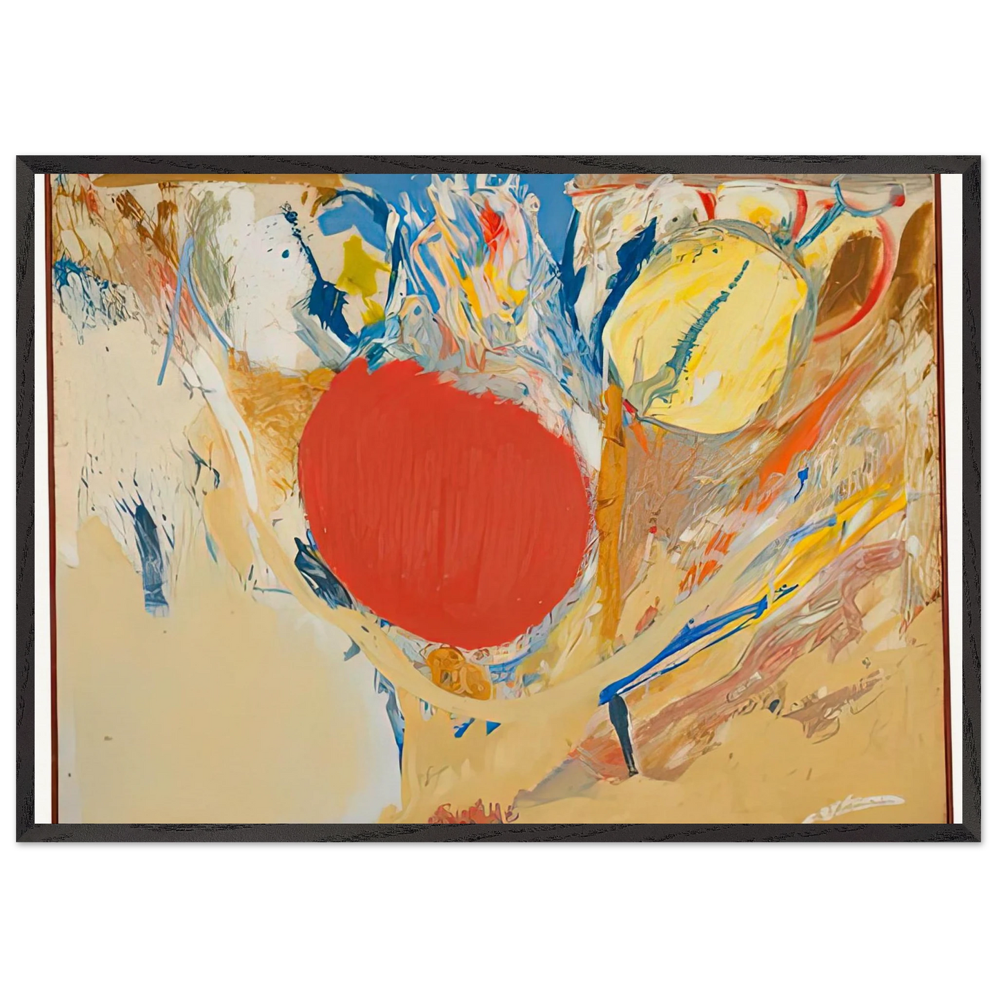 Break Through 1956- - Helen Frankenthaler 70x100 cm / 28x40 inches Framed Art Print – Black Wooden Frame